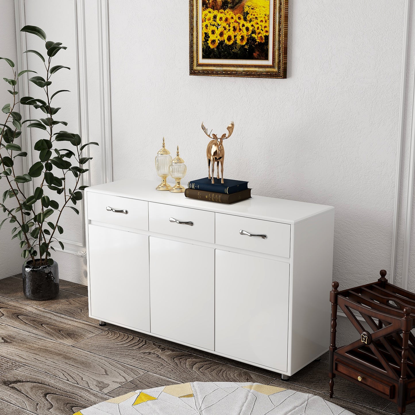 Three Doors Side Table-White