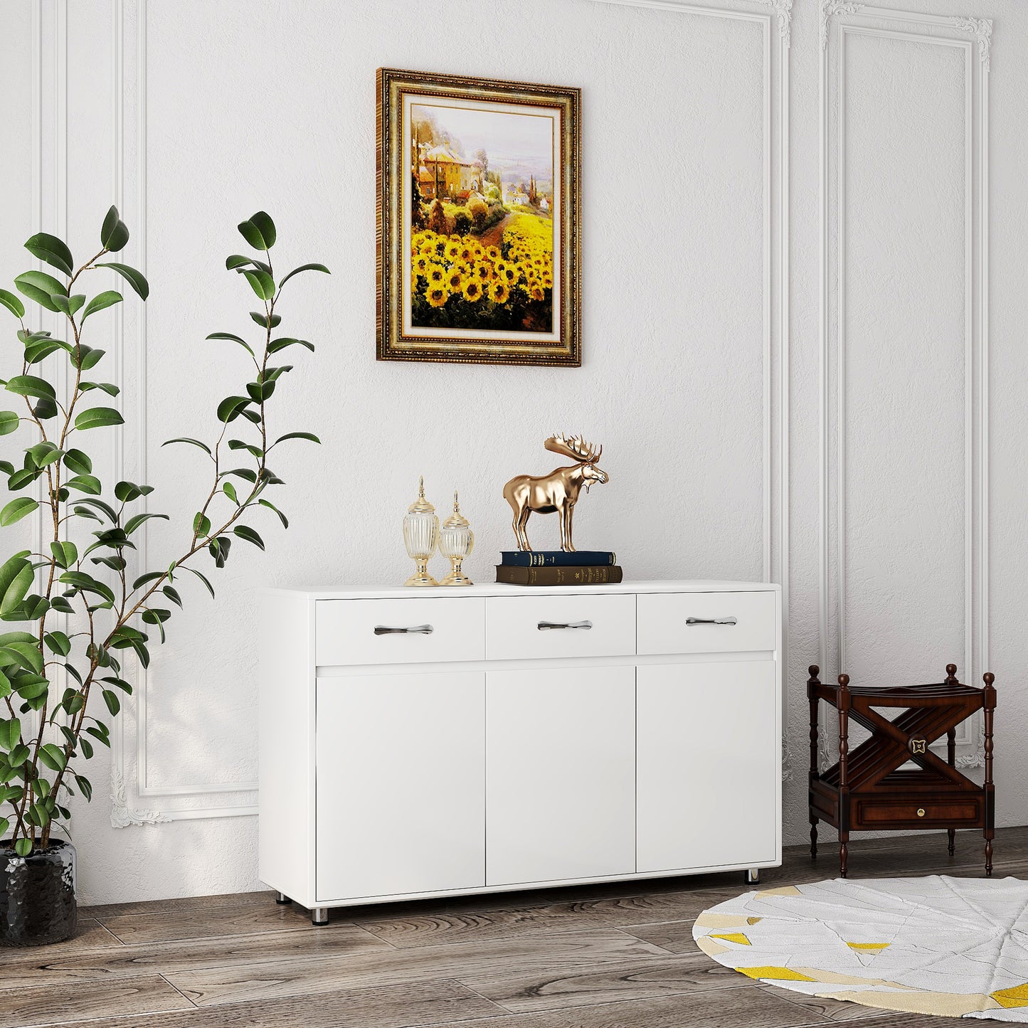 Three Doors Side Table-White