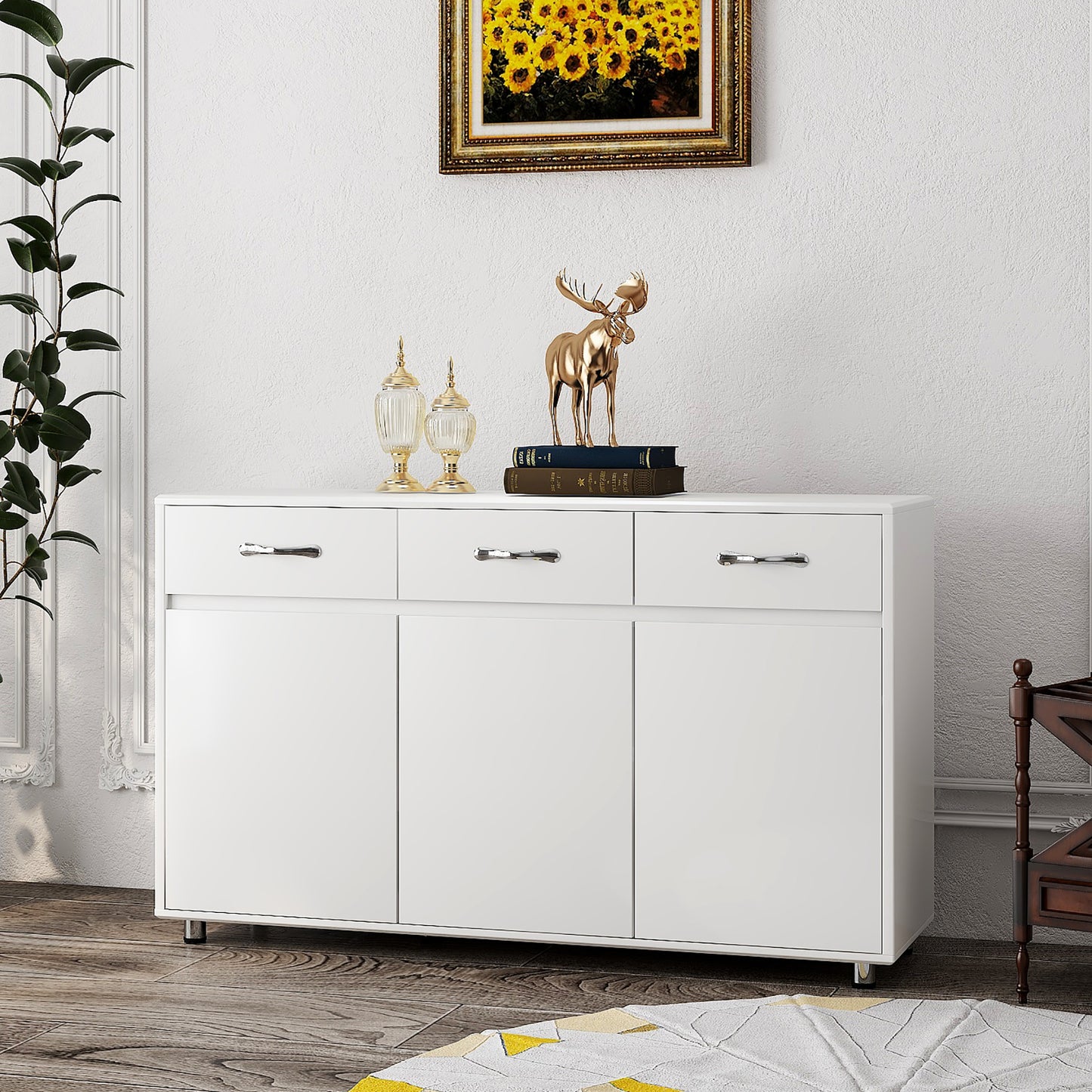 Three Doors Side Table-White