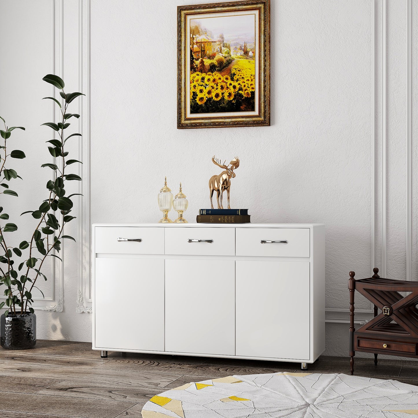 Three Doors Side Table-White