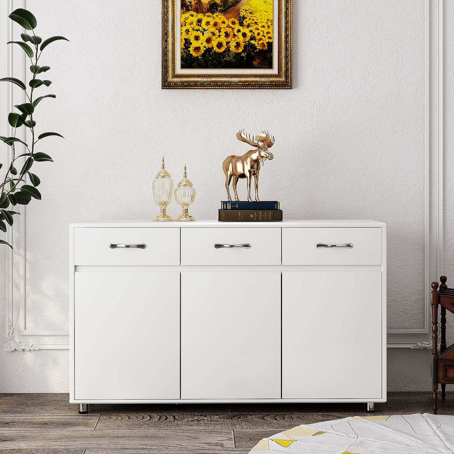 Three Doors Side Table-White