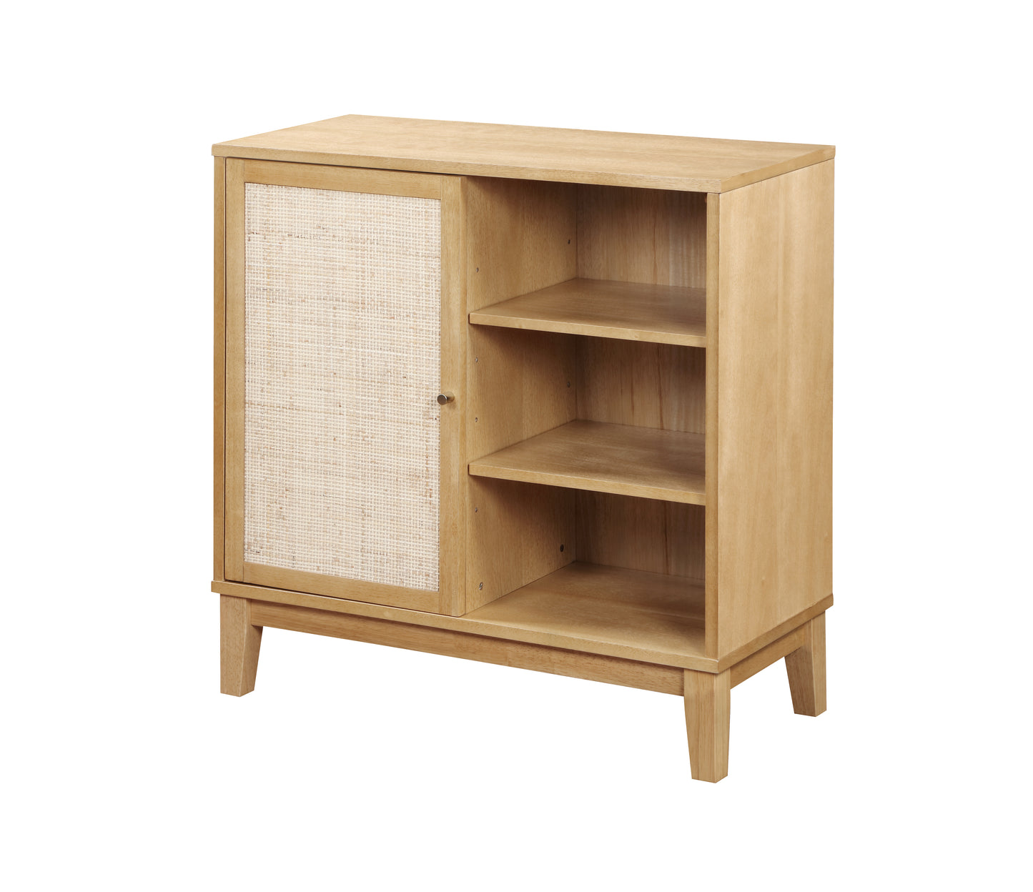 Buffet Cabinet with Storage,Storage Cabinet with Natural Rattan Decorated Doors,Rattan Cabinet with Adjustable Shelf,Sideboard for Living Room,Kitchen,Hallway,1 doors, shelf with storage, Natural