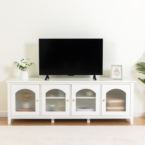 71-inchstylishTVcabinet Entertainment CenterTV stand,TVConsoleTable, Media Console,solidwood frame,Changhong glass door,Metal handle,antique green,canbeplacedin the children's room,bedroom Living Room