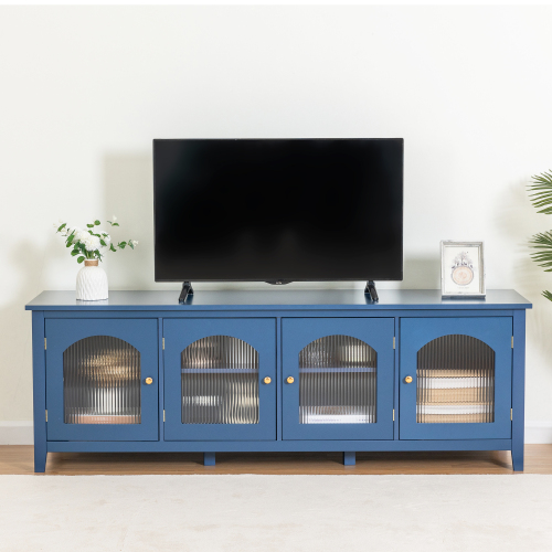 71-inchstylishTVcabinet Entertainment CenterTV stand,TVConsoleTable, Media Console,solidwood frame,Changhong glass door,Metal handle,antique green,canbeplacedin the children's room,bedroom Living Room