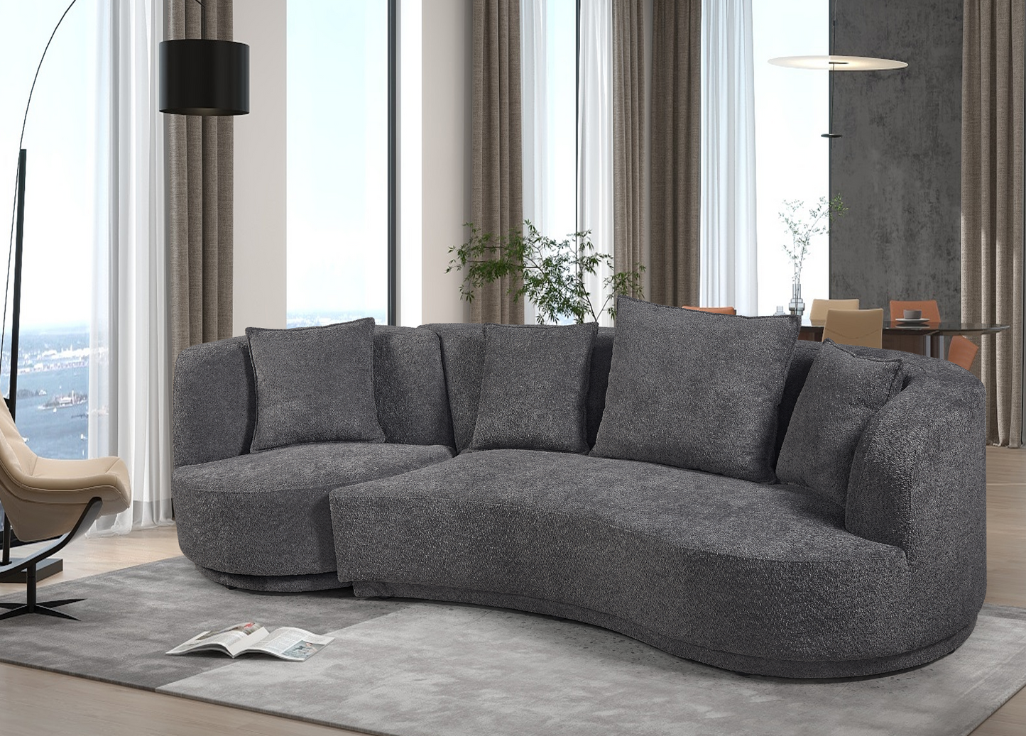 Liyasi Living room sofa set with luxury teddy fleece , 2 seater , armchair swivel 360 degree