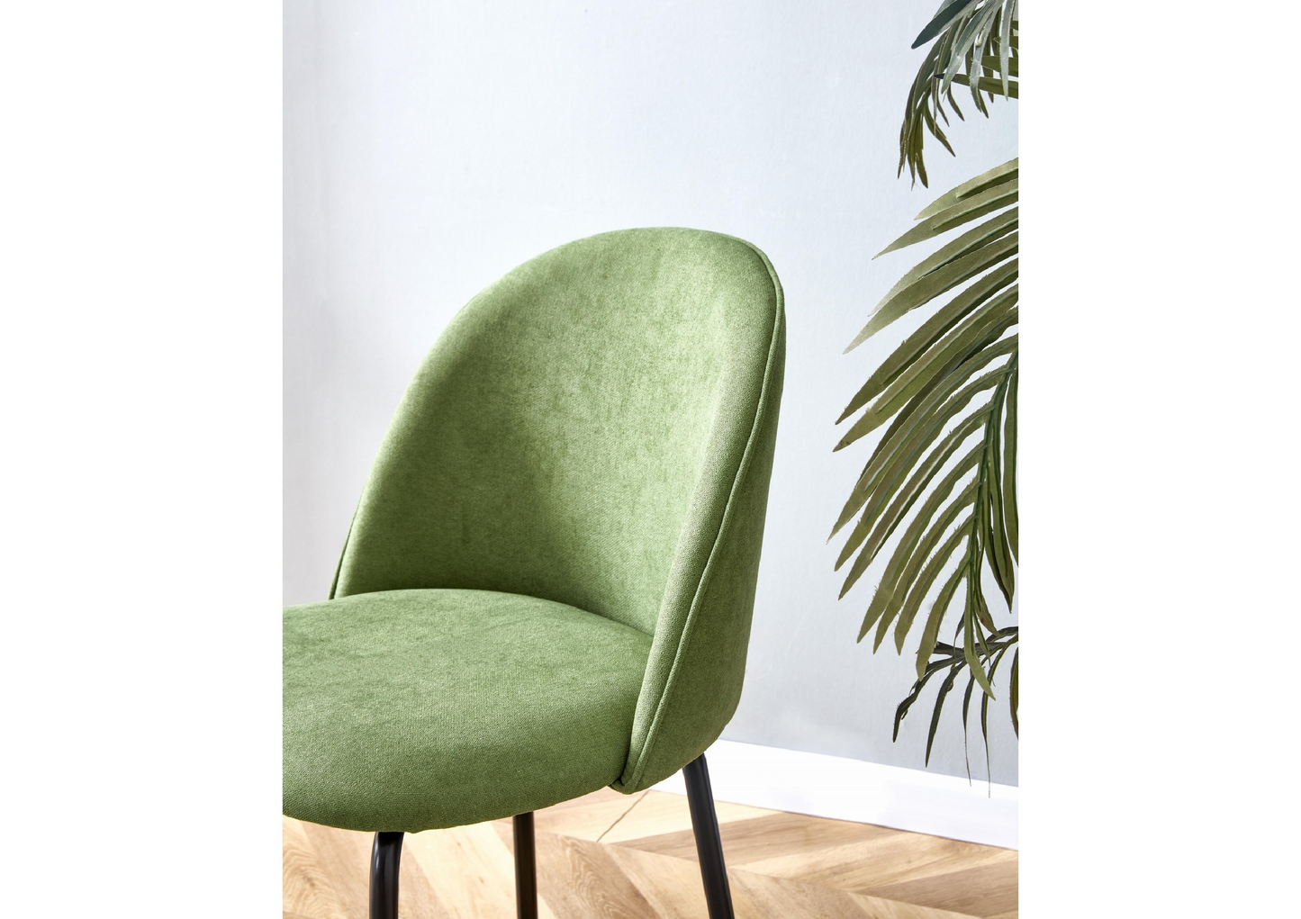 Green Modern chair(set of 2 ) with iron tube legs, soft cushions and comfortable backrest, suitable for dining room, living room, cafe,hairball back