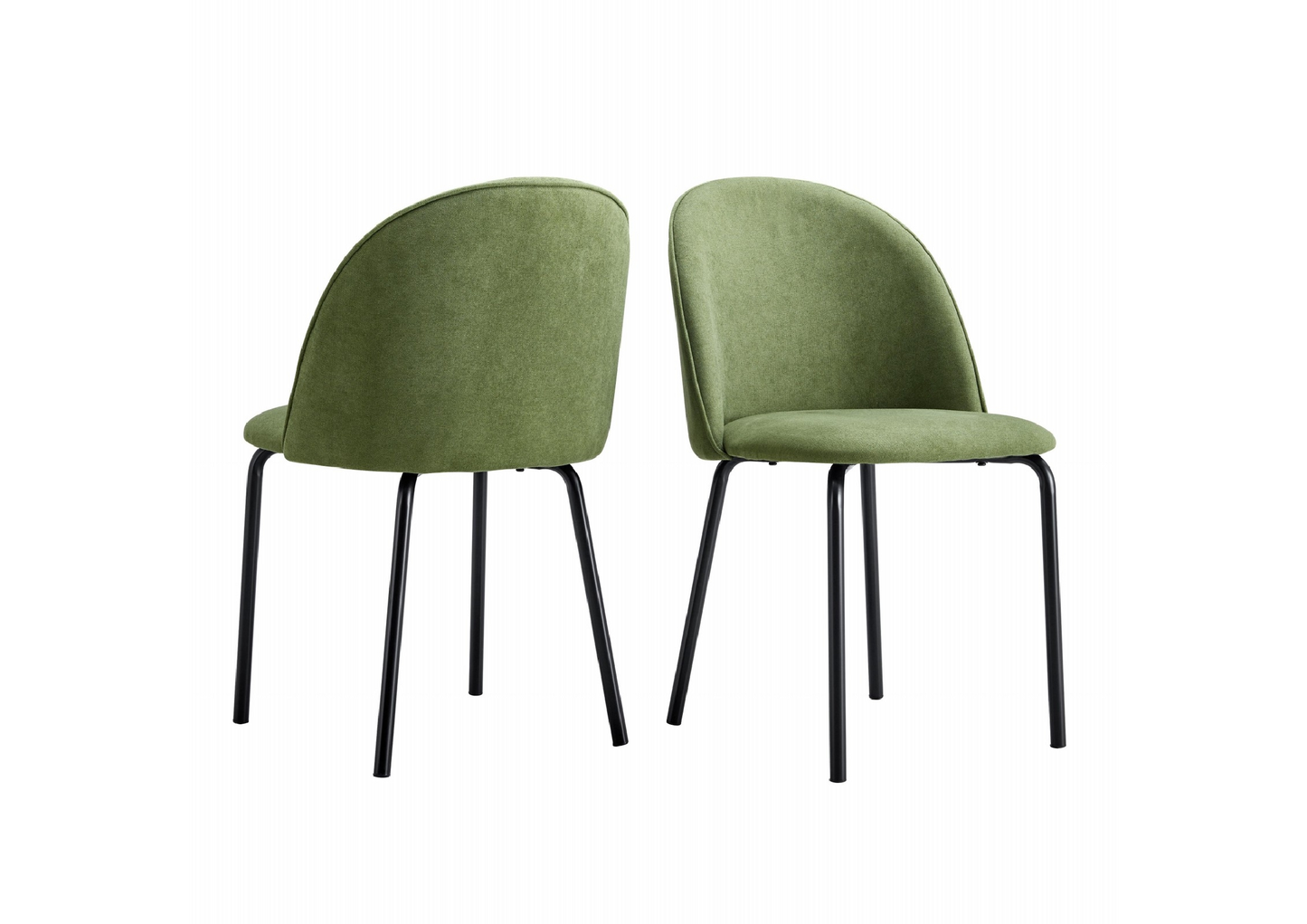 Green Modern chair(set of 2 ) with iron tube legs, soft cushions and comfortable backrest, suitable for dining room, living room, cafe,hairball back