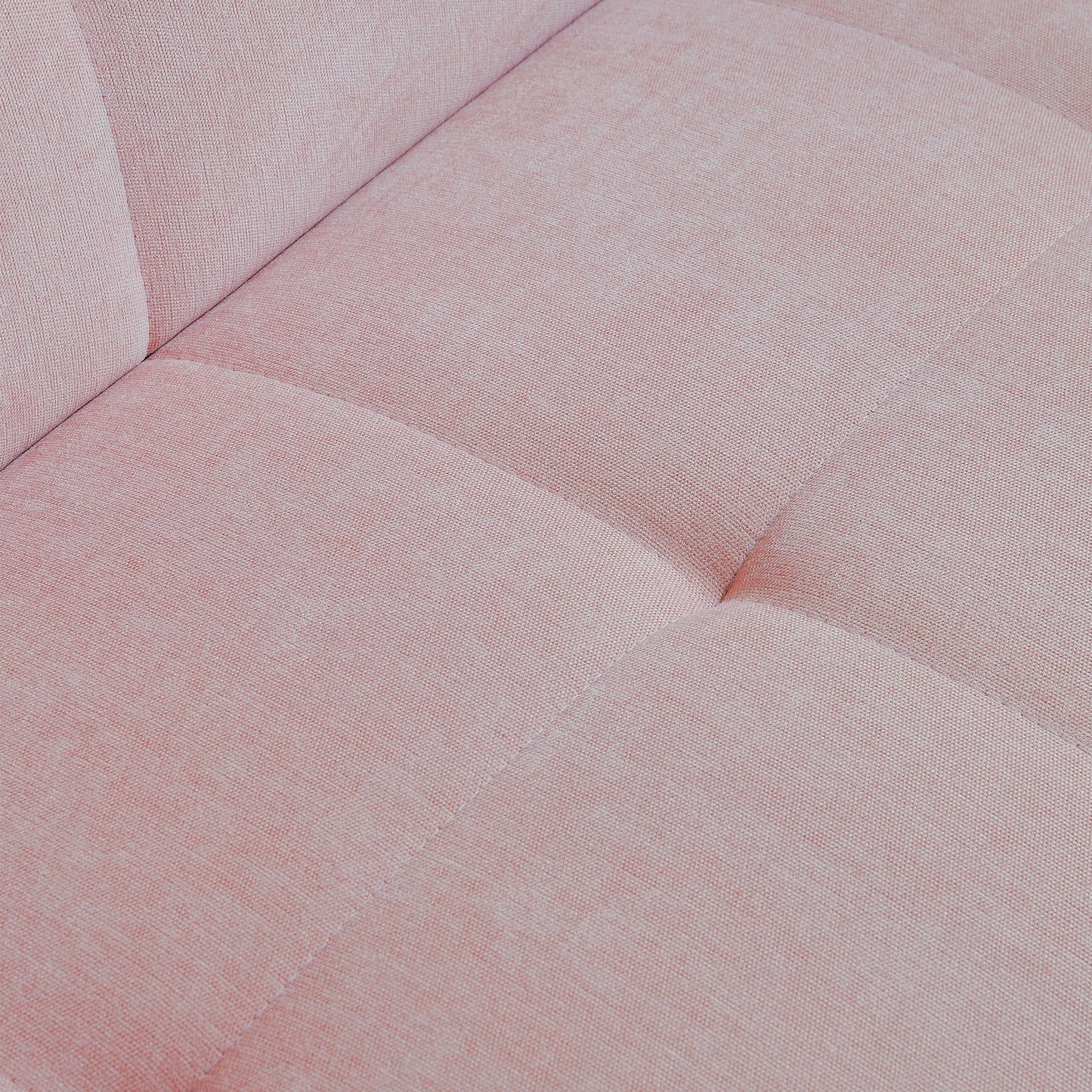 （缺货）[VIDEO provided]Chenille fabric pull-out sofa bed,sleeper loveseat couch with adjustable armrests-Pink