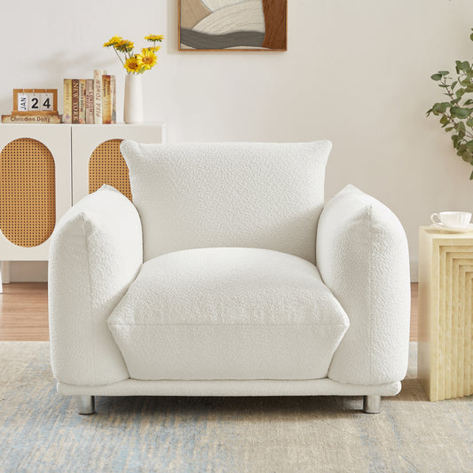 Sherpa Accent Chair Single Sofa 42"W Accent Chair for Bedroom Living room Apartment, White