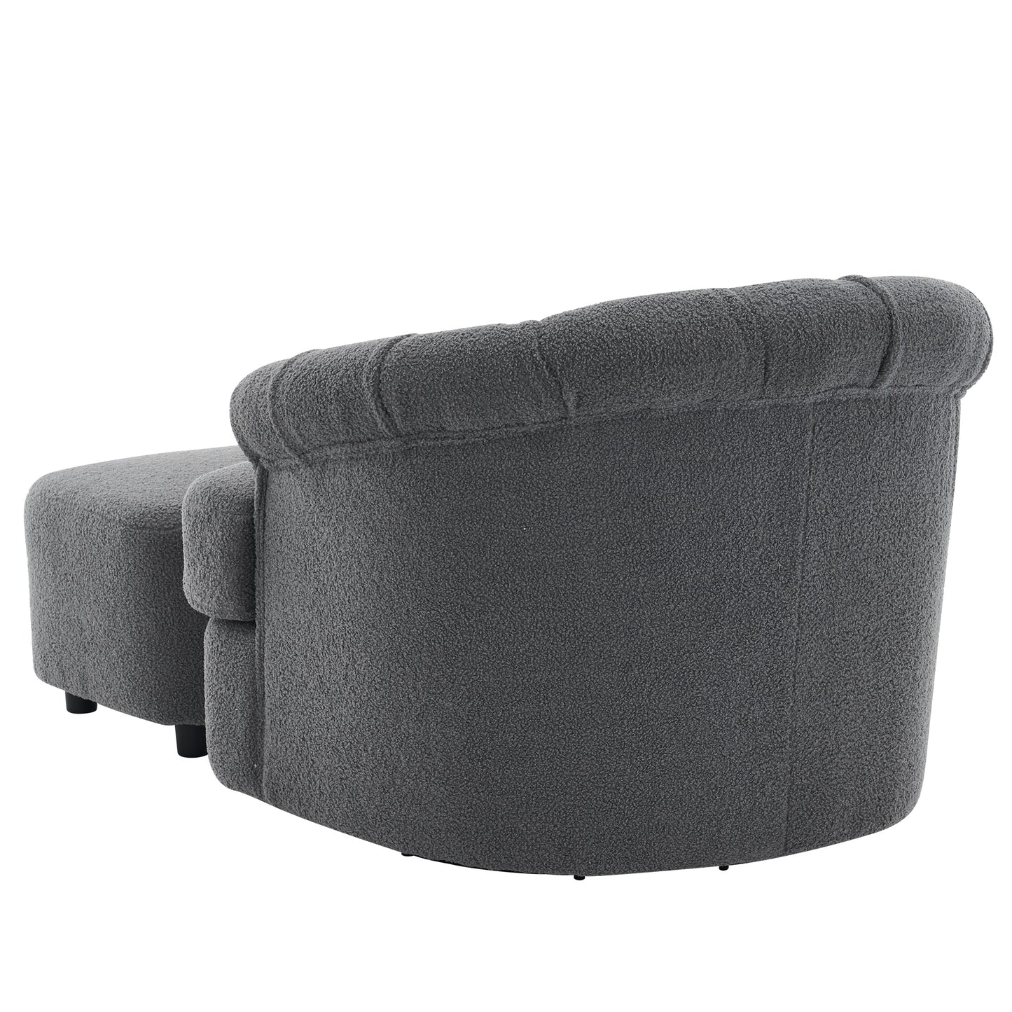 Swivel Chair with Ottoman, Modern Luxury Velvet Swivel Accent Chair, Comfy Round Armchair, Single Sofa Armchair with Lounge Seat for Bedroom/Office/Reading Spaces,Set of 1,Dark Grey