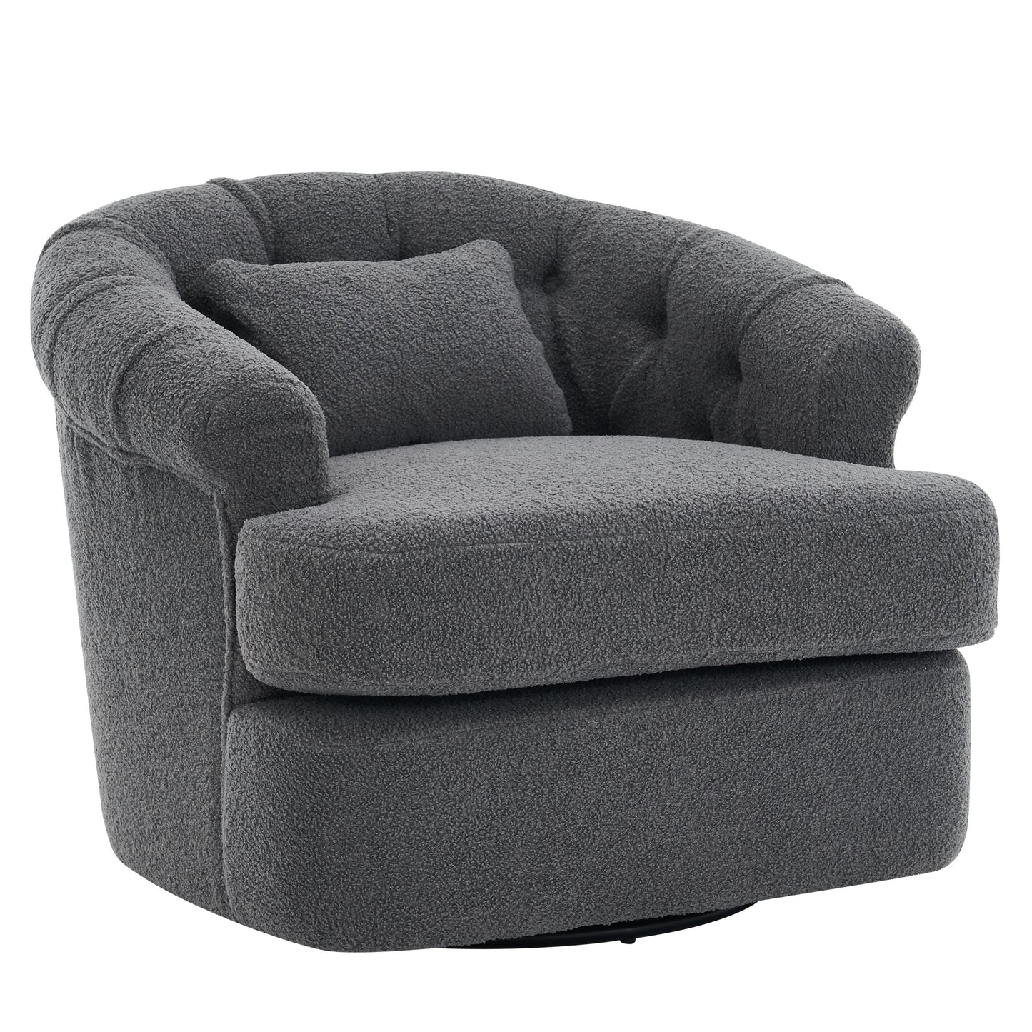 Swivel Chair with Ottoman, Modern Luxury Velvet Swivel Accent Chair, Comfy Round Armchair, Single Sofa Armchair with Lounge Seat for Bedroom/Office/Reading Spaces,Set of 1,Dark Grey