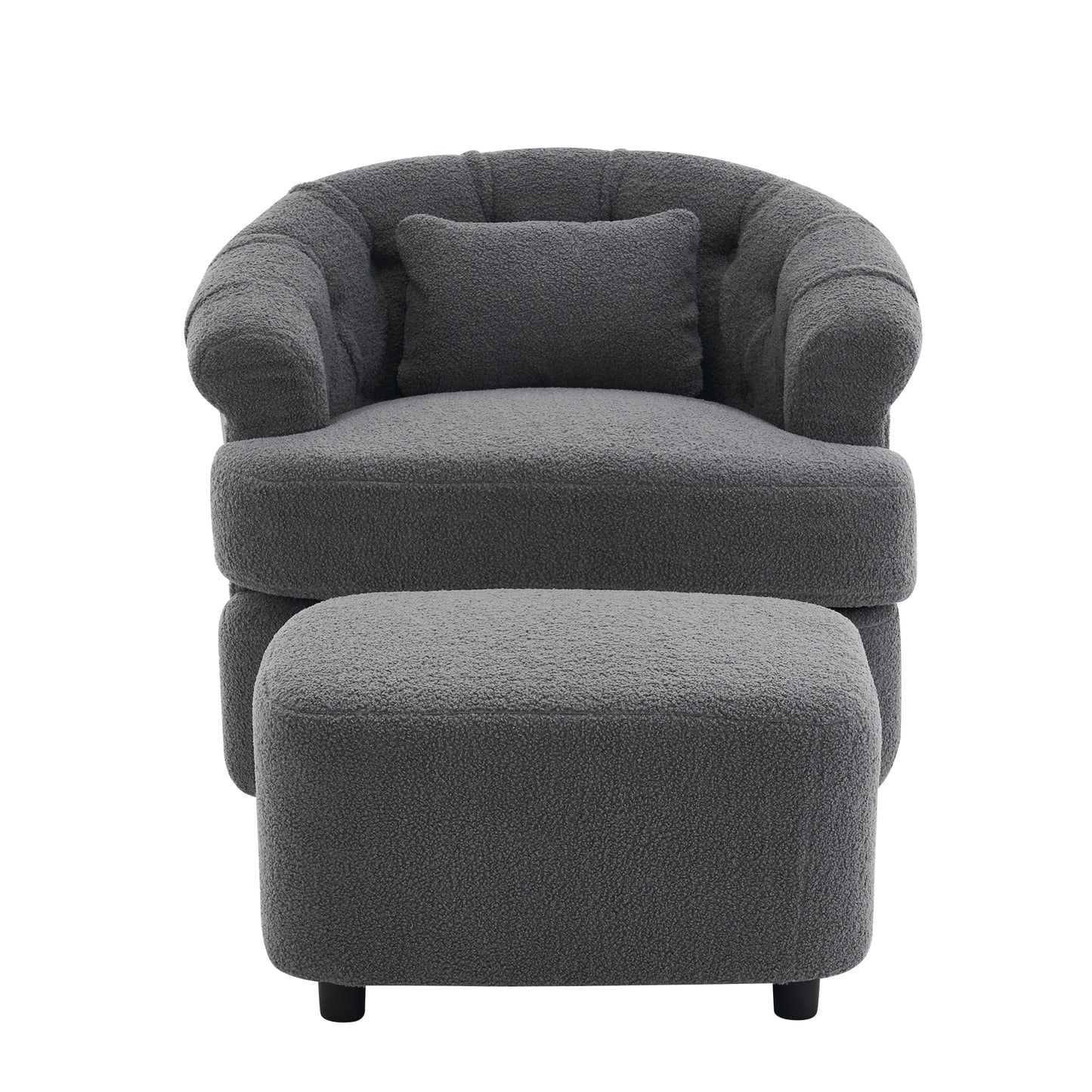 Swivel Chair with Ottoman, Modern Luxury Velvet Swivel Accent Chair, Comfy Round Armchair, Single Sofa Armchair with Lounge Seat for Bedroom/Office/Reading Spaces,Set of 1,Dark Grey