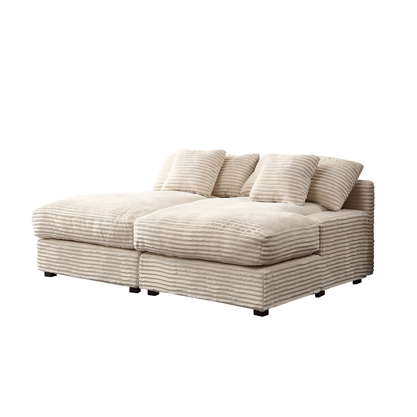 74.8" Modern Luxury Twins Sofa Couch for Living Room Quality Corduroy Upholstery Sleeper Sofa Bed Daybed Beige