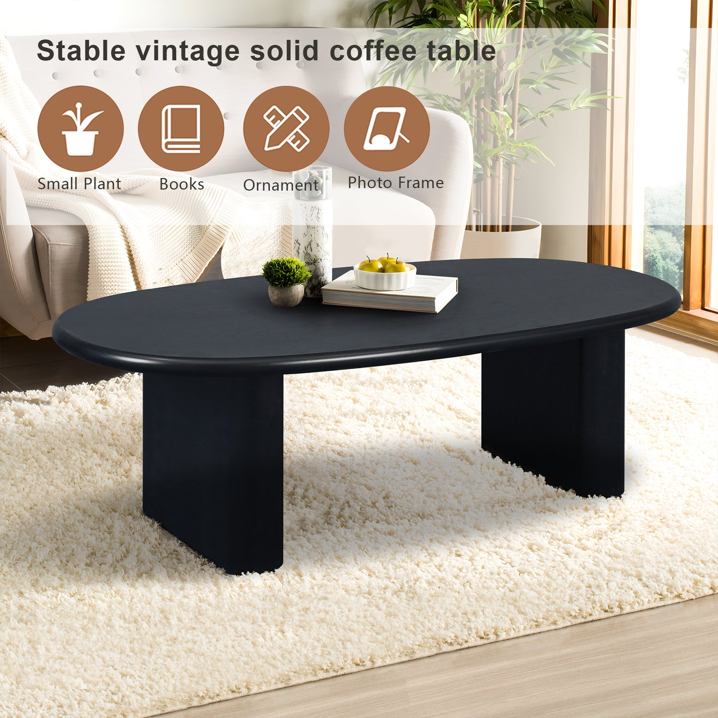 51'' Tapered Tabletop Coffee Table (BLACK)