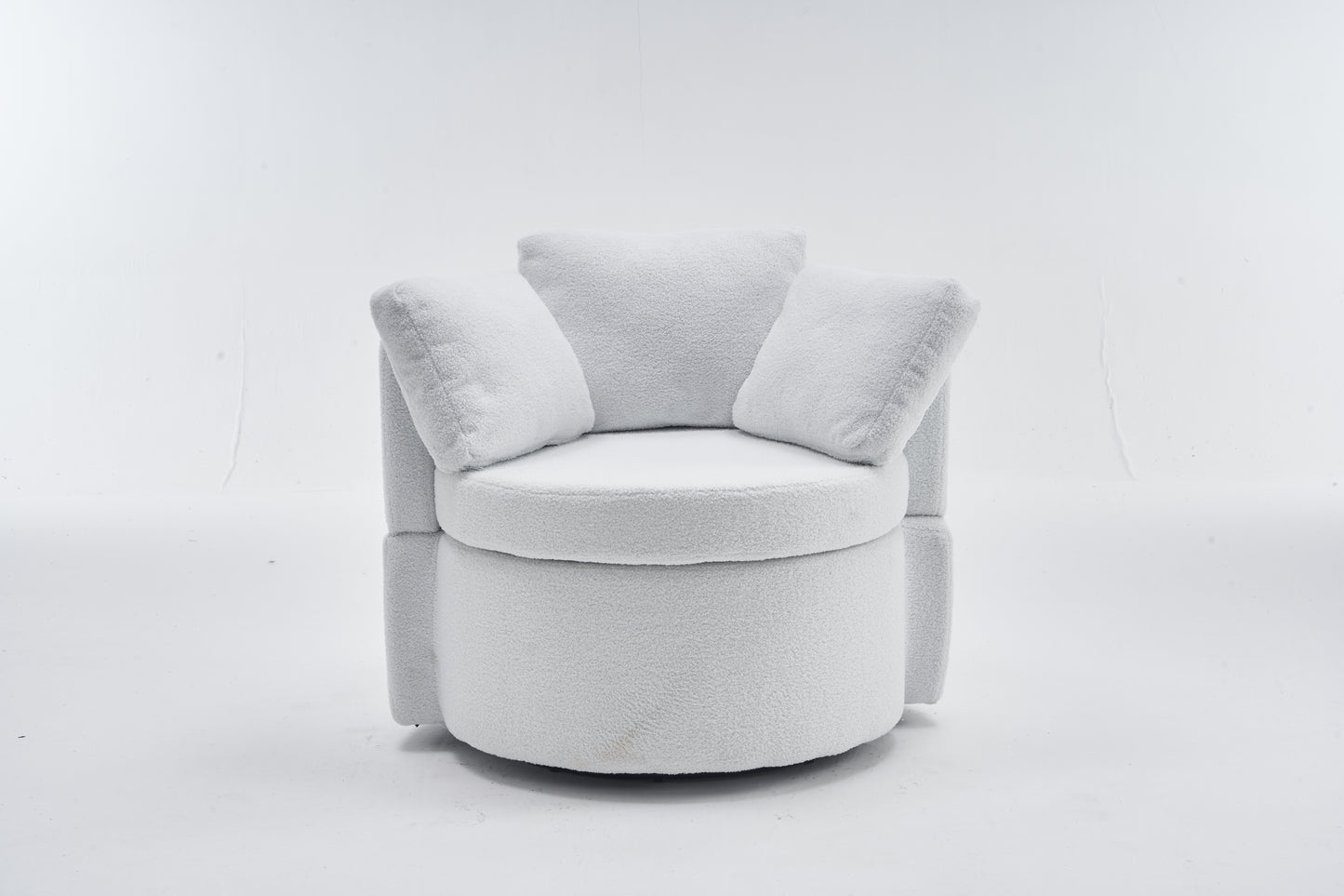 029-Teddy Fabric Swivel And Storage Chair With Back Cushion For Living Room,Ivory