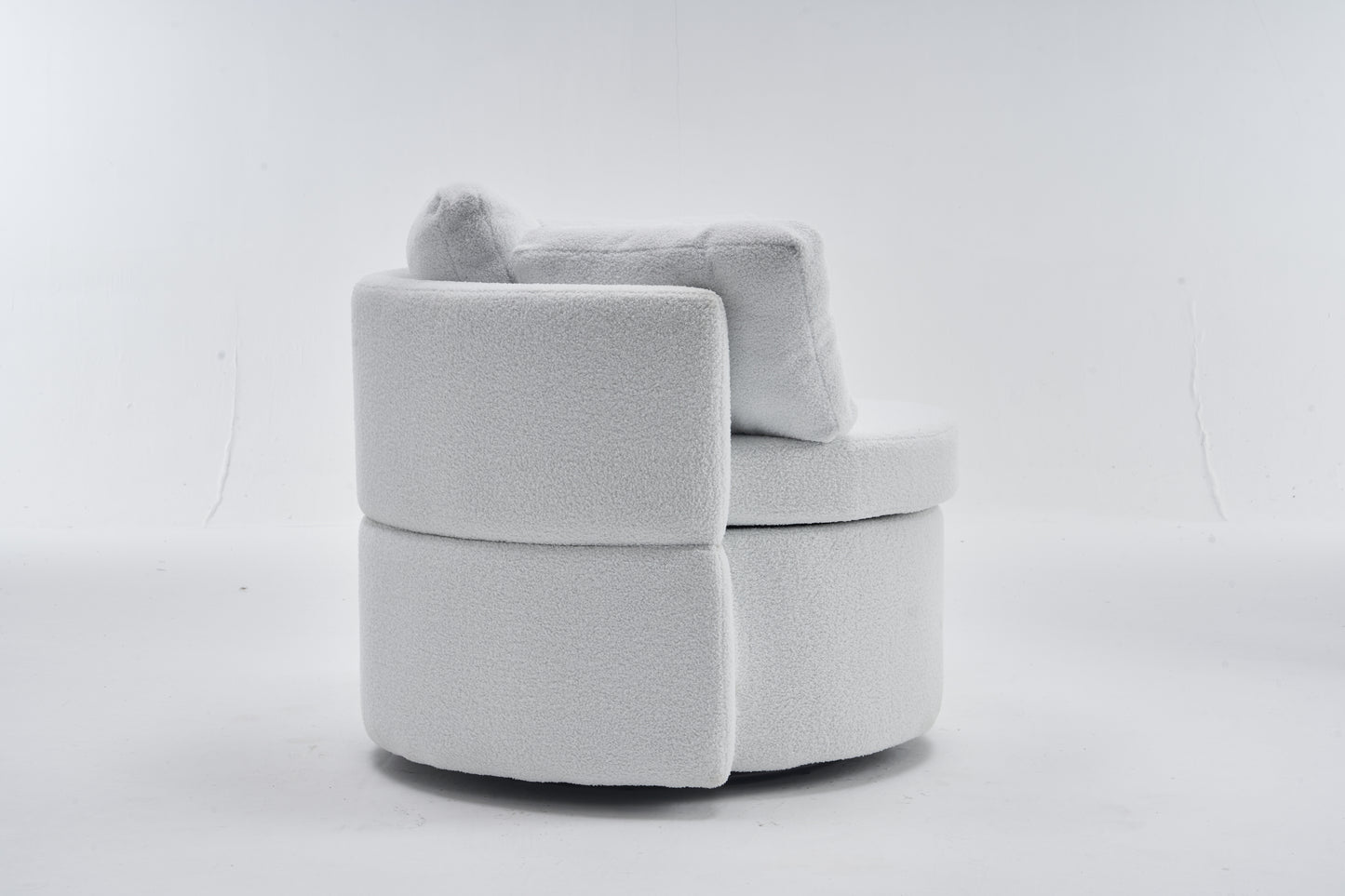 029-Teddy Fabric Swivel And Storage Chair With Back Cushion For Living Room,Ivory