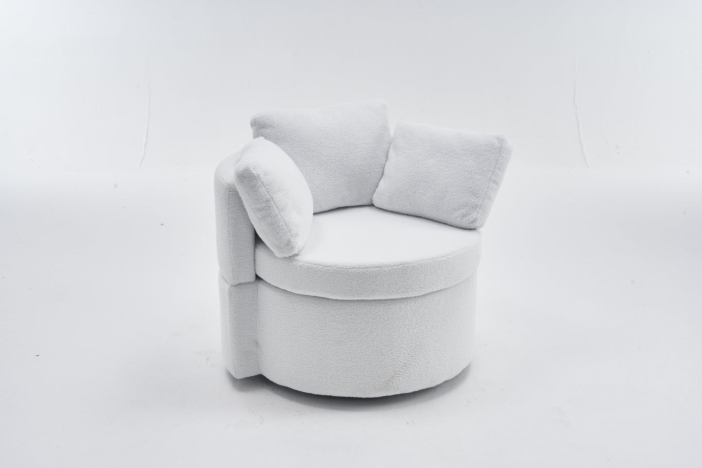 029-Teddy Fabric Swivel And Storage Chair With Back Cushion For Living Room,Ivory