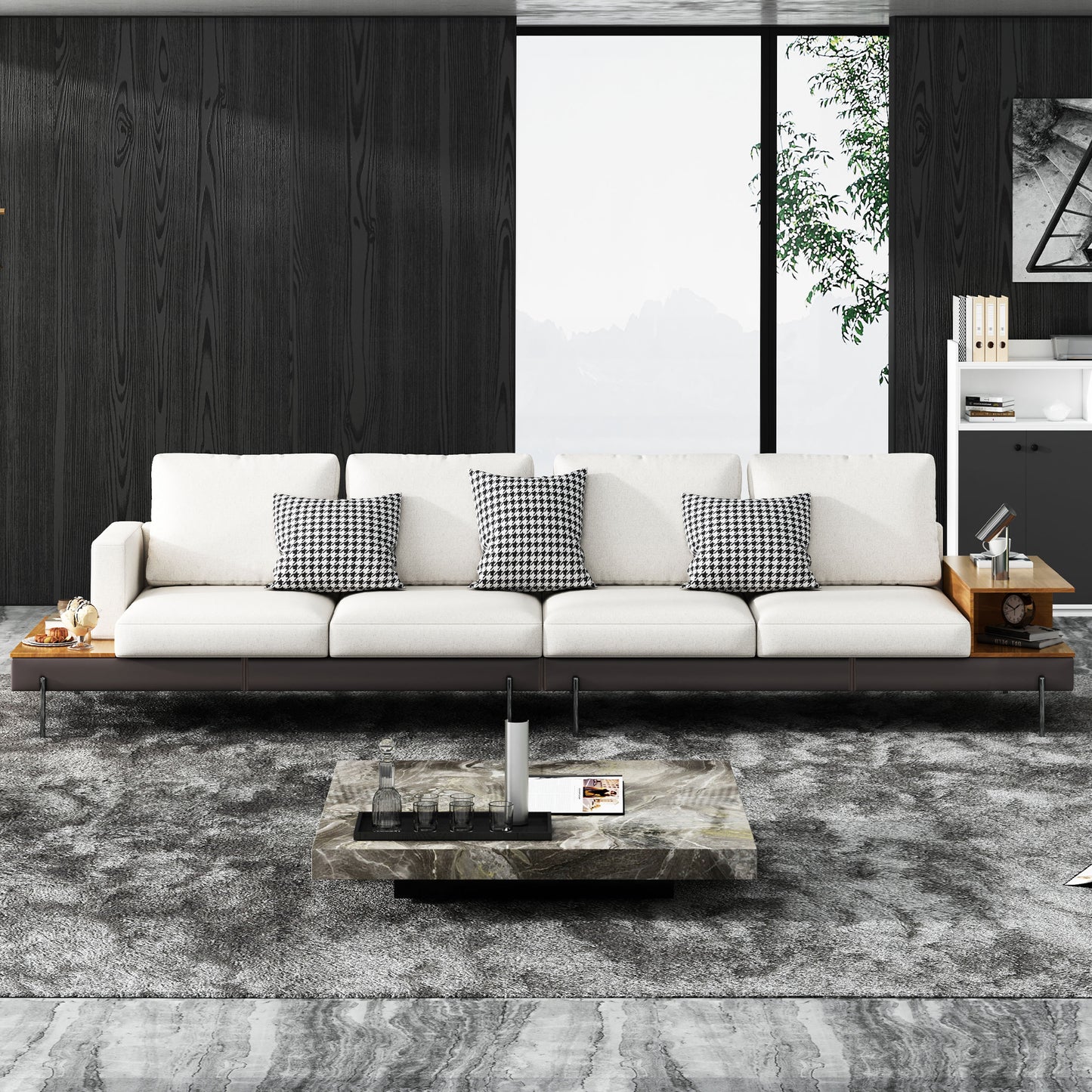 Luxury sofa/Fabric sofain Living Room Left and Right Interchangeable/four seat sofa/off-white