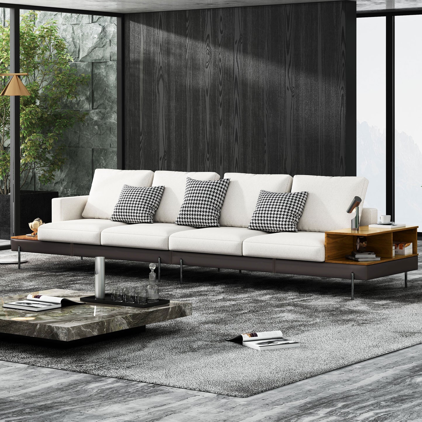 Luxury sofa/Fabric sofain Living Room Left and Right Interchangeable/four seat sofa/off-white