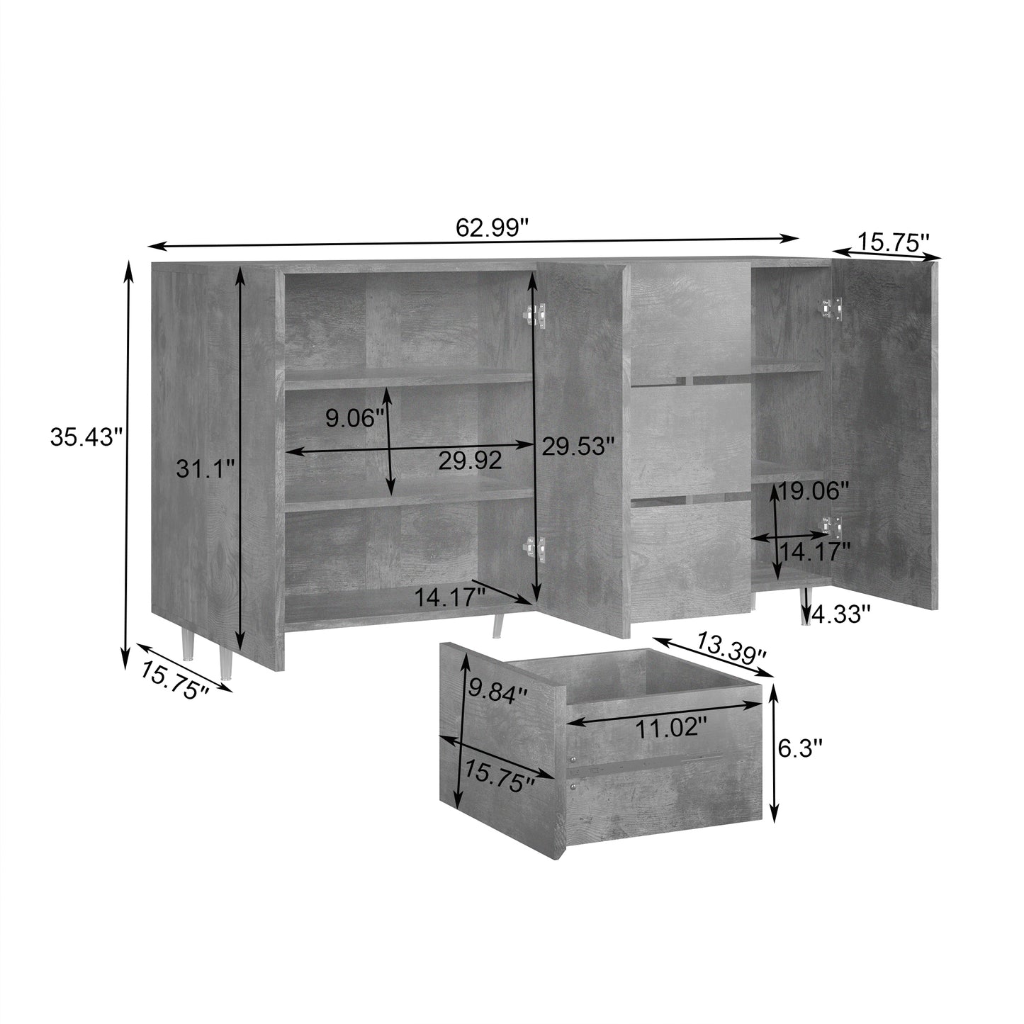 2402Rich level of storage space, divided display storage one of the diversified side cabinets, suitable for dining room, living room