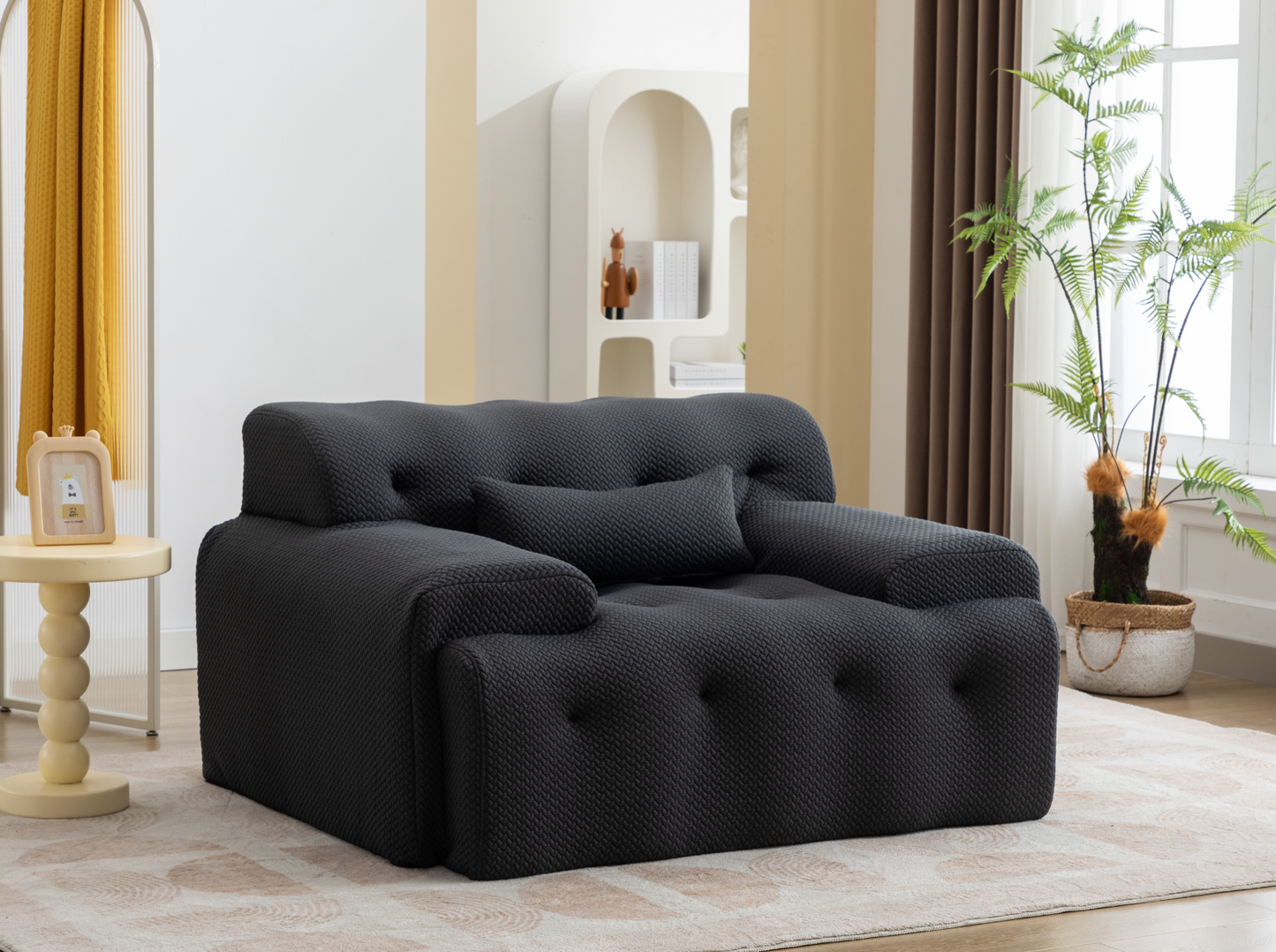 Large Size 1 Seater Sofa, Pure Foam Comfy Sofa Couch, Modern Lounge Sofa for Living Room, Apartment