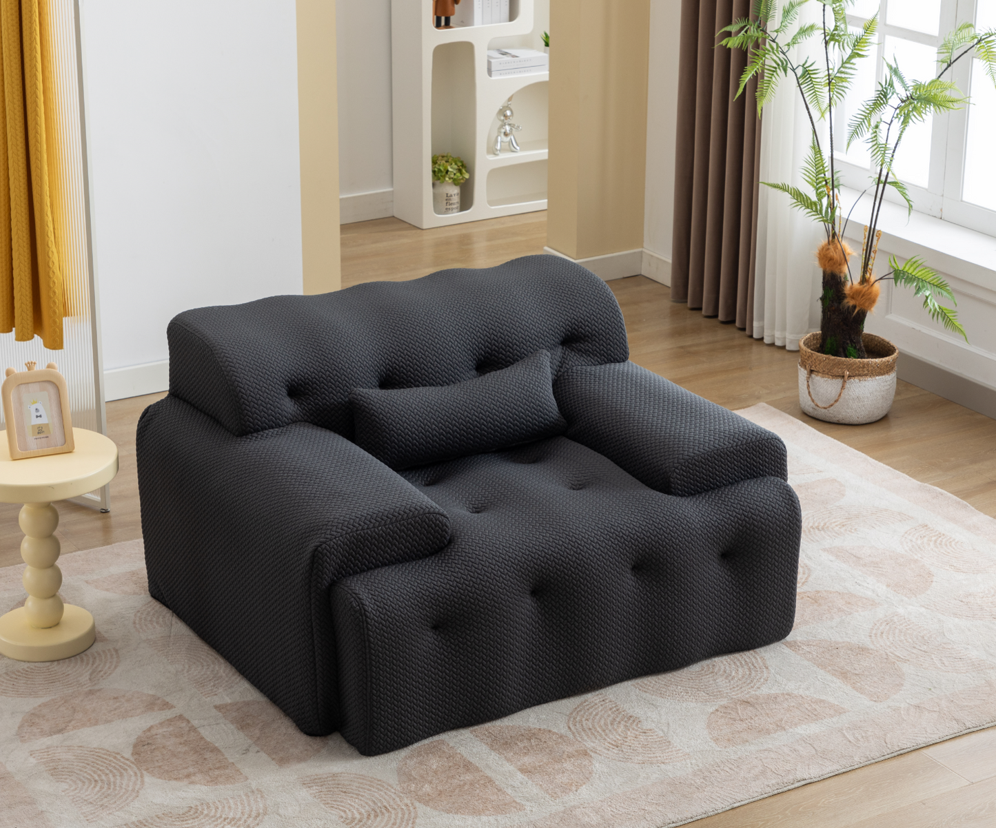 Large Size 1 Seater Sofa, Pure Foam Comfy Sofa Couch, Modern Lounge Sofa for Living Room, Apartment