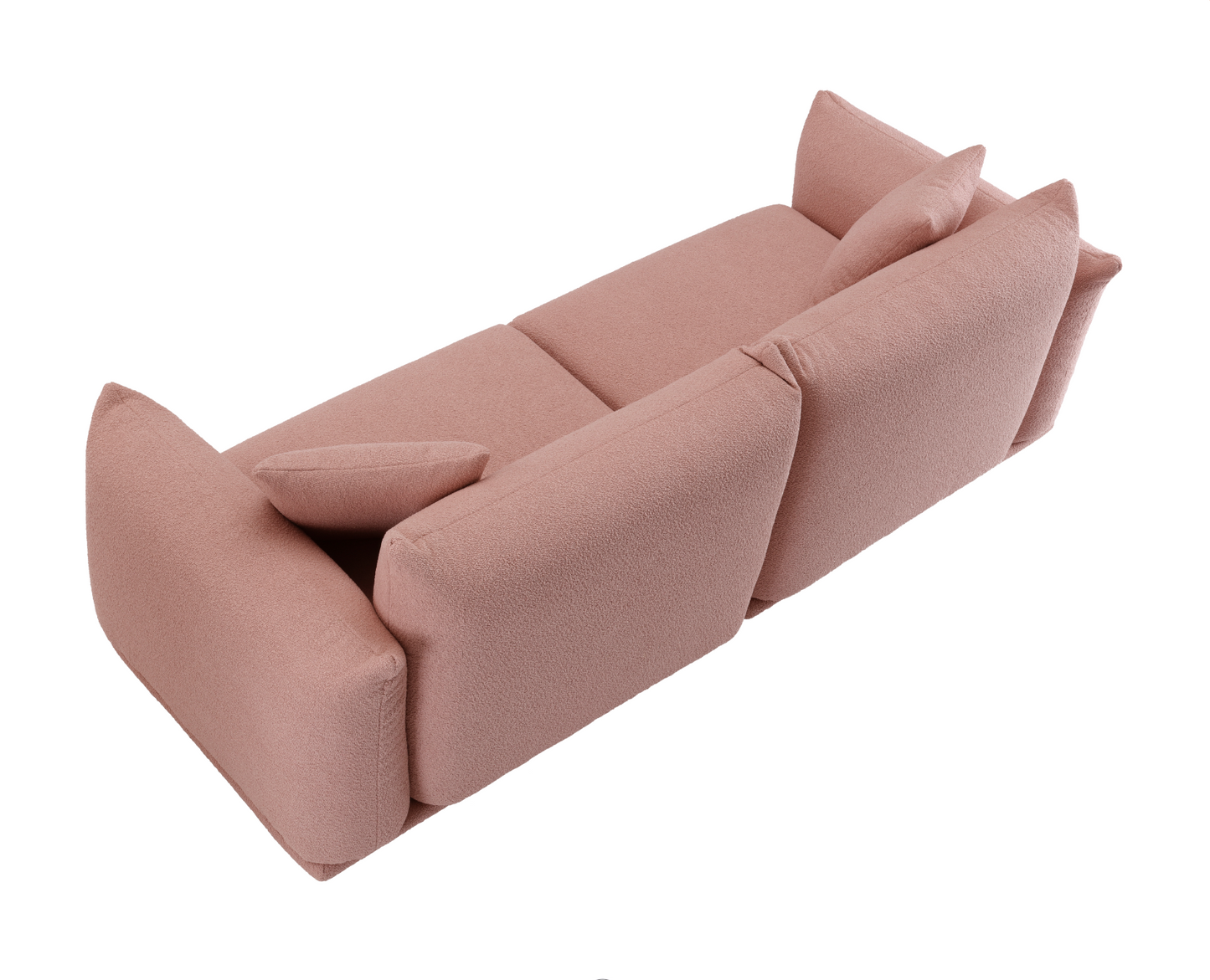 Oversized Loveseat Sofa for Living Room, Sherpa Sofa with Metal Legs, 3 Seater Sofa, Solid Wood Frame Couch with 2 Pillows, for Apartment Office Living Room - PINK