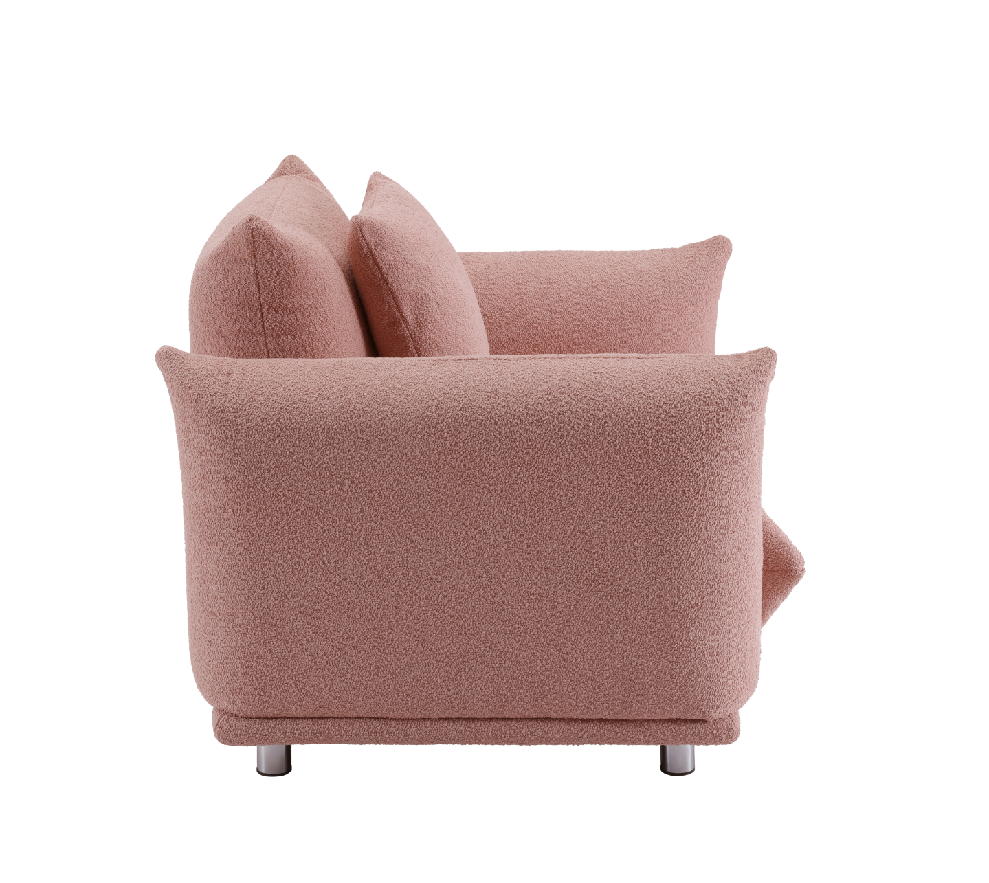 Oversized Loveseat Sofa for Living Room, Sherpa Sofa with Metal Legs, 3 Seater Sofa, Solid Wood Frame Couch with 2 Pillows, for Apartment Office Living Room - PINK