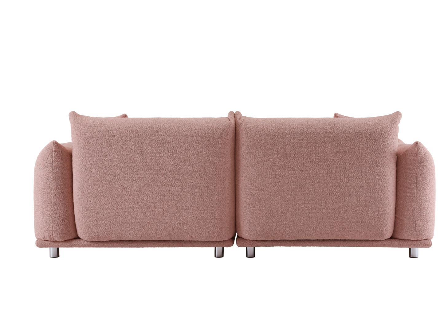 Oversized Loveseat Sofa for Living Room, Sherpa Sofa with Metal Legs, 3 Seater Sofa, Solid Wood Frame Couch with 2 Pillows, for Apartment Office Living Room - PINK