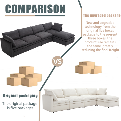 [ PACKAGING NEW UPGRADE] [VIDEO PROVIDED]Modern U-shaped Sectional Sofa ,5-seat Sofa ,Sleeper Sofa Couch with Chaise Lounge for Living Room,Apartment,Upholstered,Polyester,New upgrade,Beige