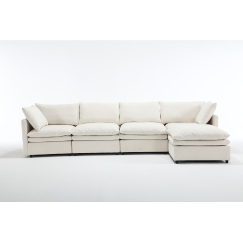 [ PACKAGING NEW UPGRADE] [VIDEO PROVIDED]Modern U-shaped Sectional Sofa ,5-seat Sofa ,Sleeper Sofa Couch with Chaise Lounge for Living Room,Apartment,Upholstered,Polyester,New upgrade,Beige