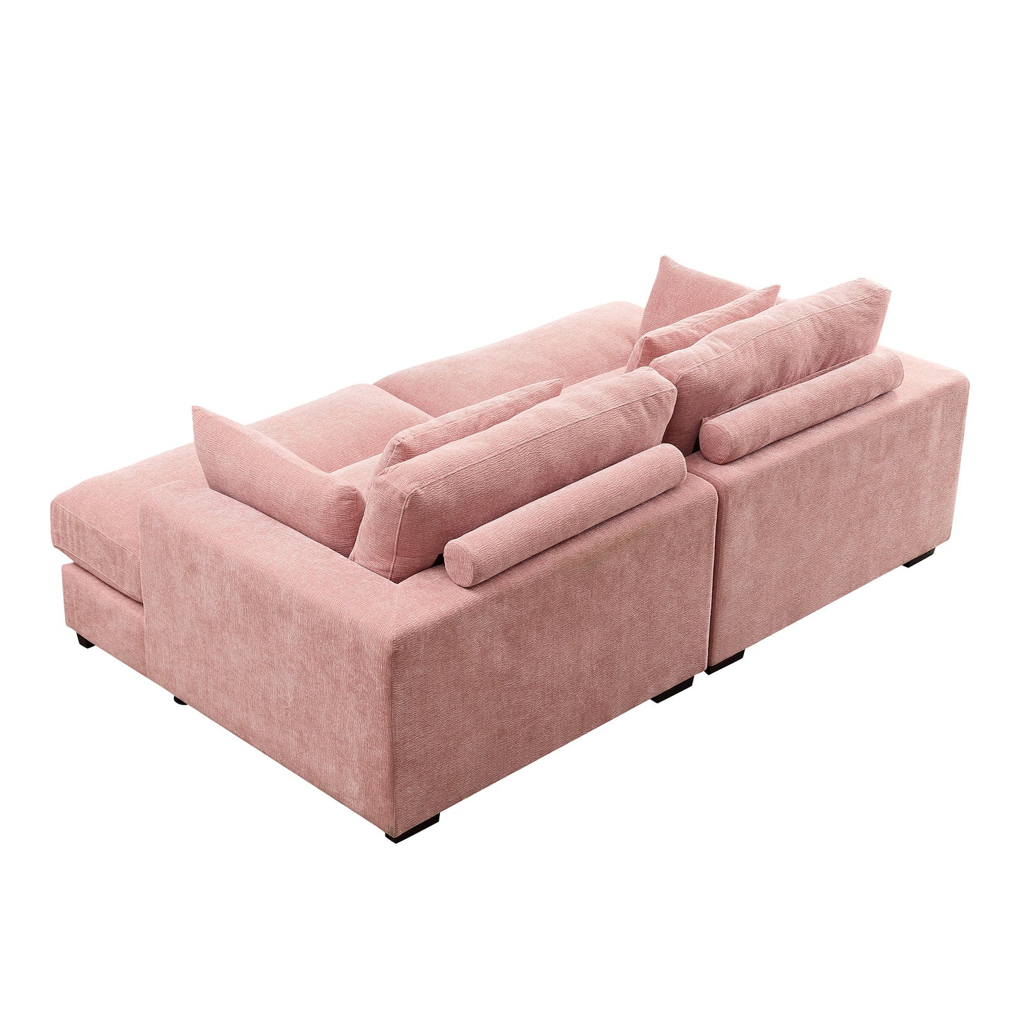 89.76 inch Double Sleeper Sofa Cloud Couch Soft Fluffy Fabric Upholstery with Square Armrests,Comfor Daybed with Over Wide Sofa Bed,Modern Beanbag for Living Room Apartment,Pink