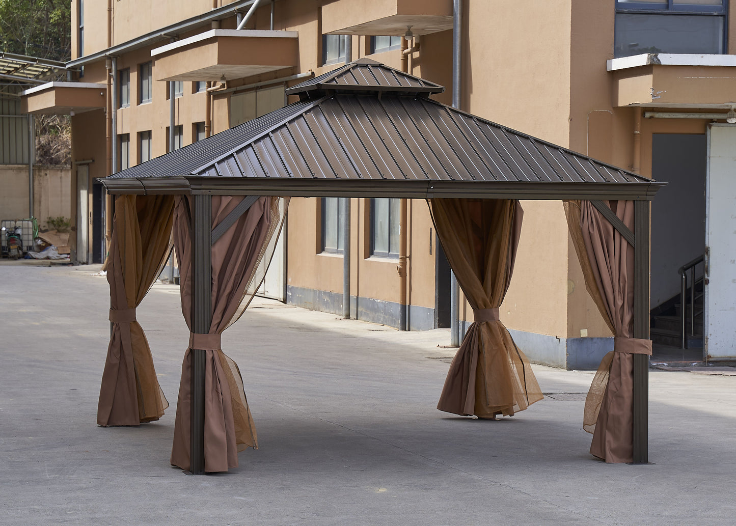 12*12FT patic gazebo,alu gazebo with steel canopy,Outdoor Permanent Hardtop Gazebo Canopy for Patio, Garden, Backyard