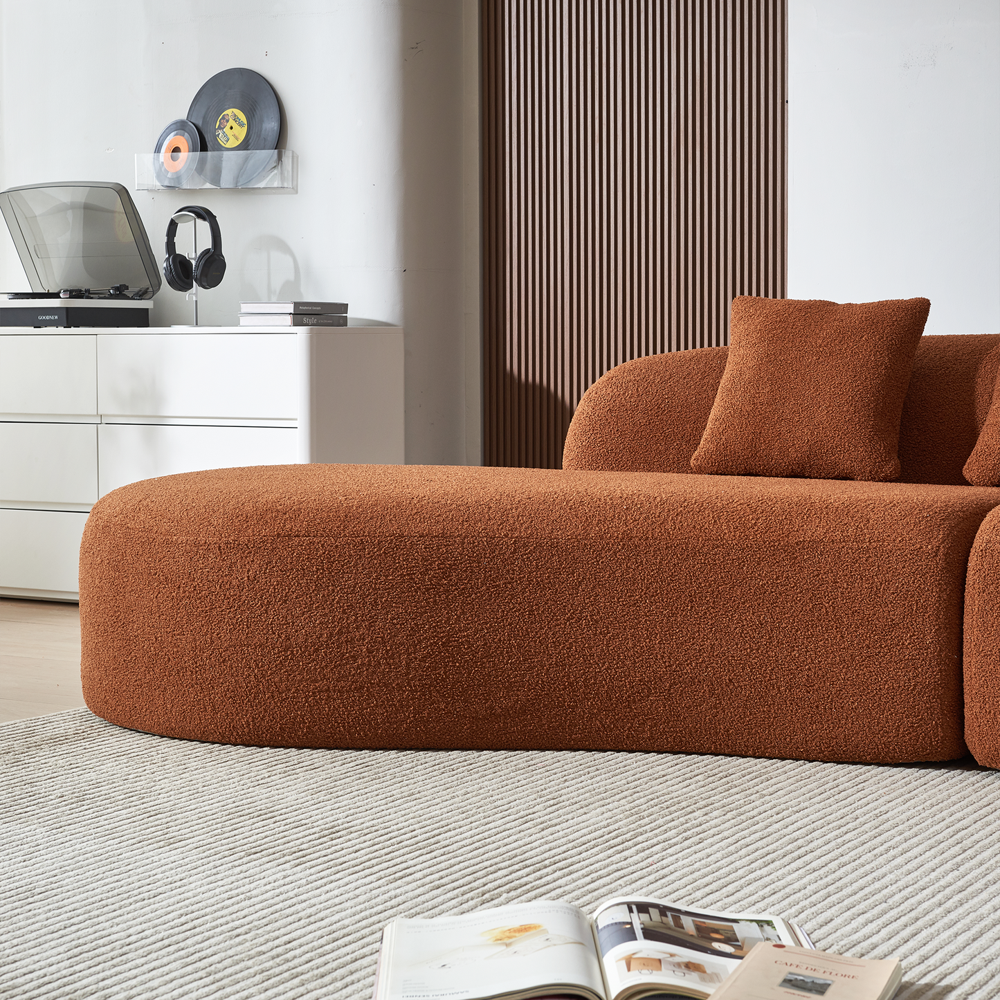 （缺货）Modern Curved Sectional Sofa, 5-Seater Couch, Comfortable and Stylish for Living Room, Apartment, Home Decor