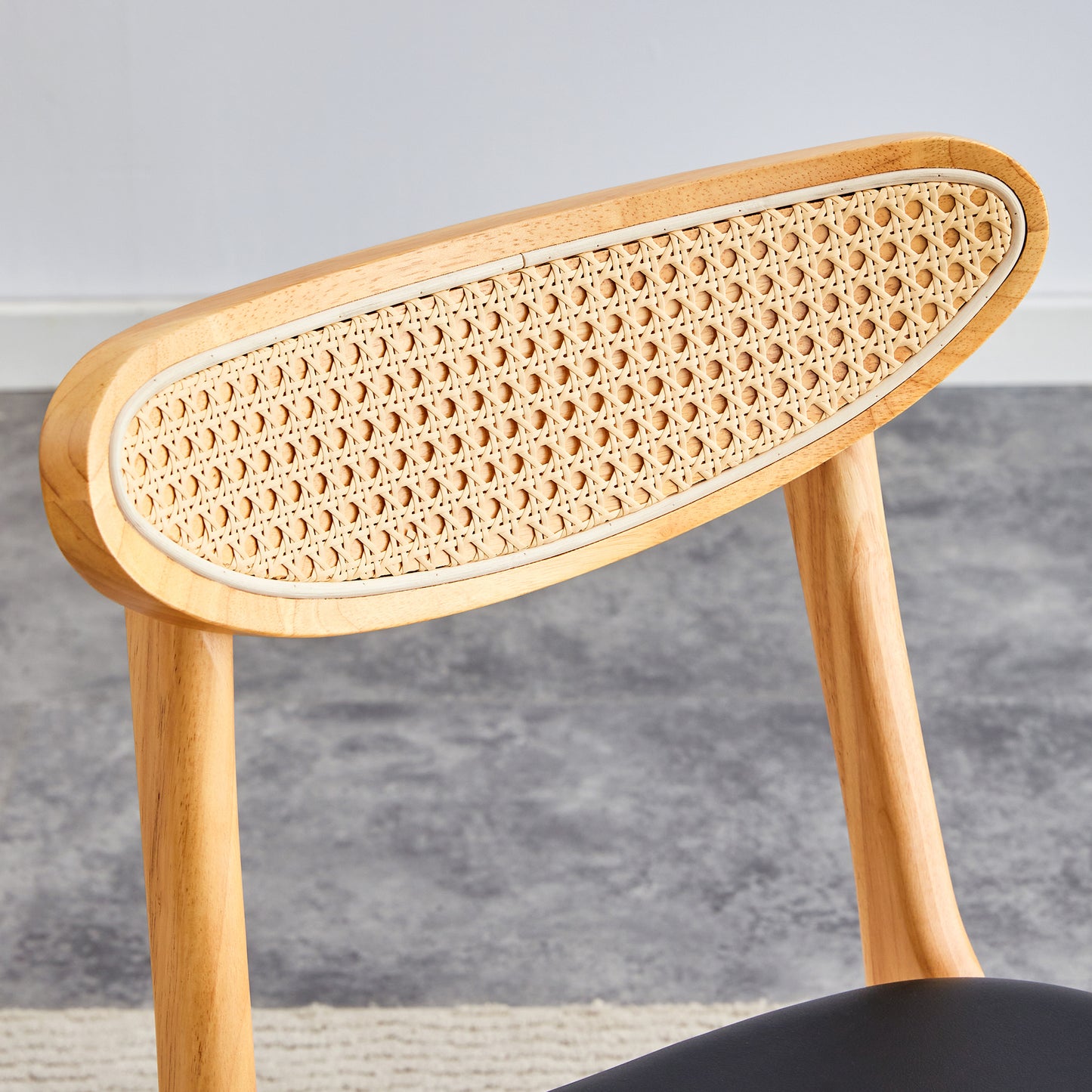 Table and chair set. White sintered stone tabletop, rubberwood legs, foldable computer desk, foldable desk. Solid wood dining chair with small curved backrest and PU cushions. ZD-1545 DX-2361