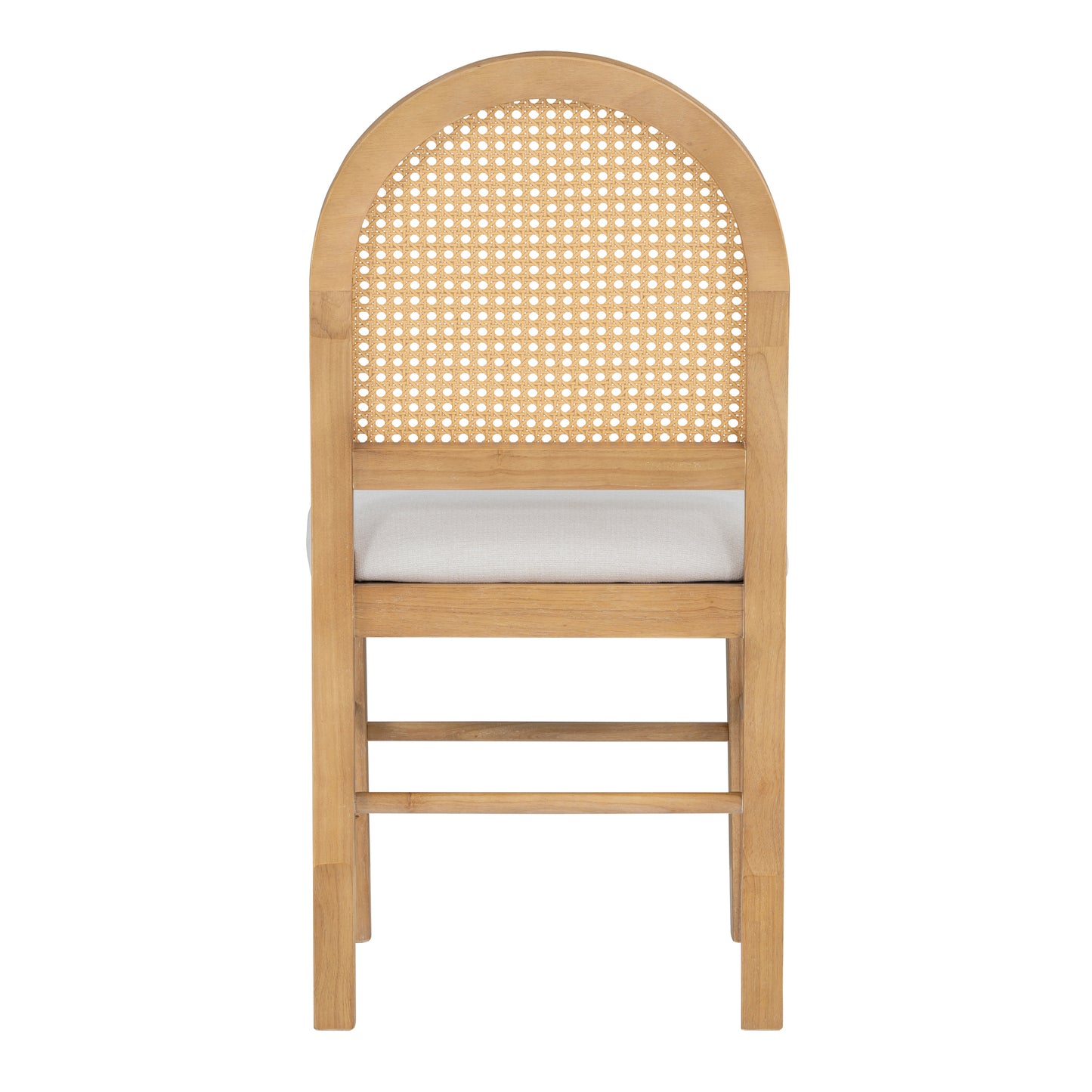 TREXM 4 Retro Upholstered Chairs with Rattan Backrests for Dining Room and Kitchen (Natural Wood Wash)