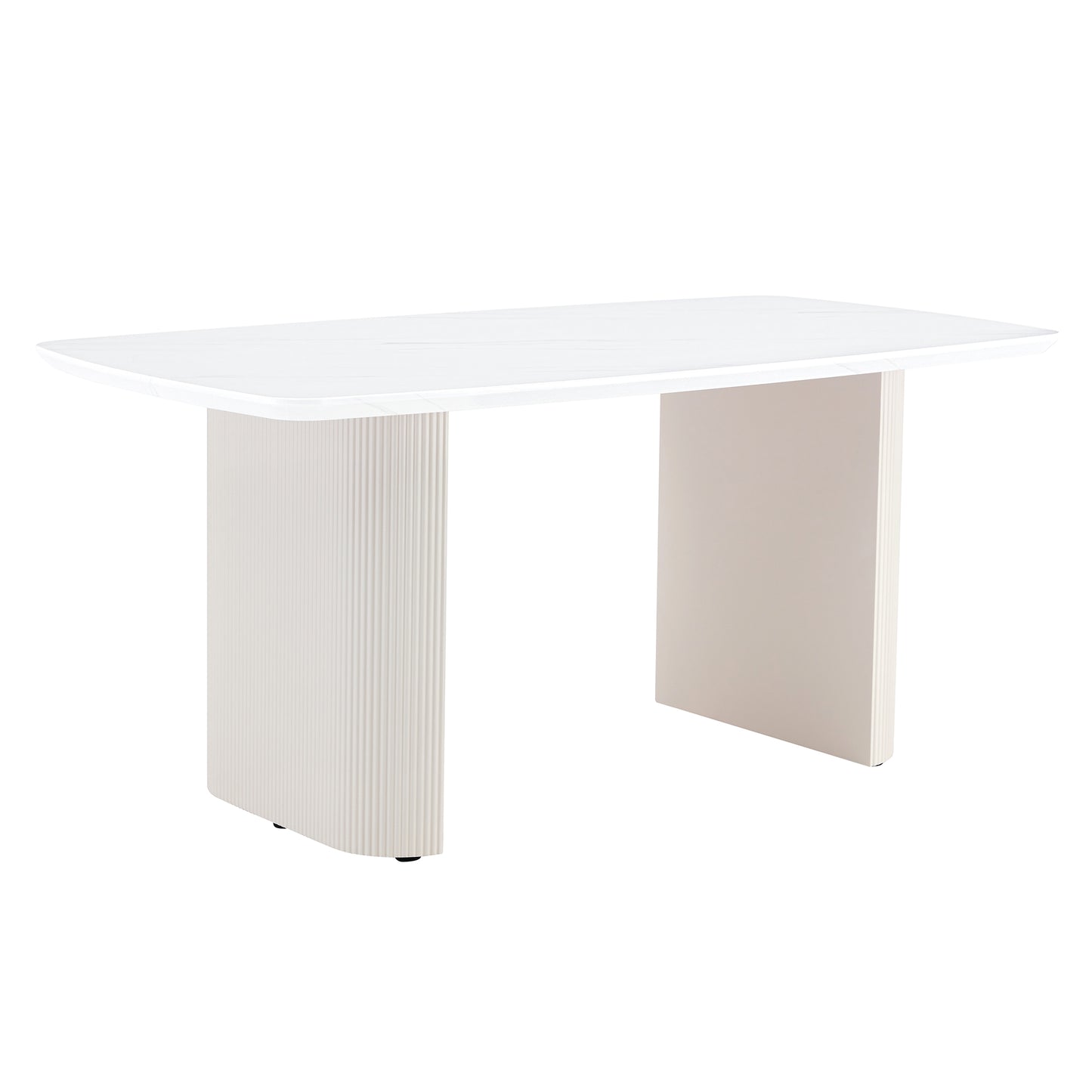 Cream style MDF white dining table.It is a furniture with a warm and soft appearance, suitable for creating a comfortable and friendly dining environment, suitable for kitchens, dining