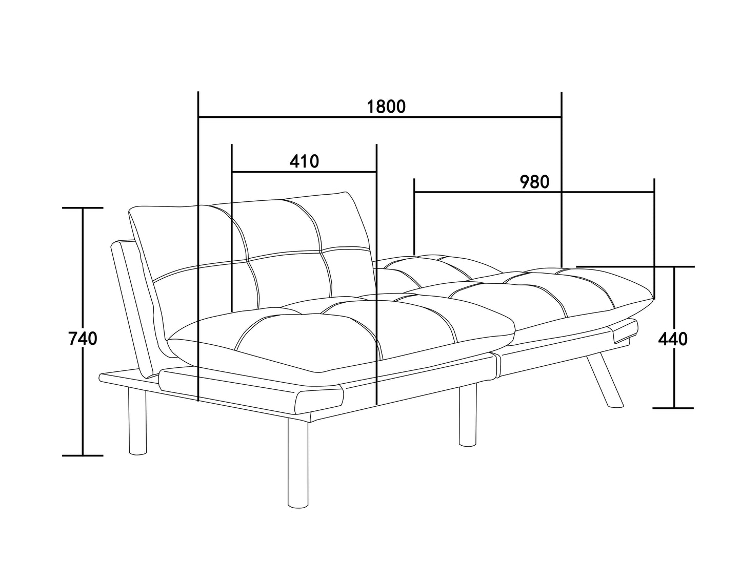 Light Grey Convertible Folding Modern sofa Bed