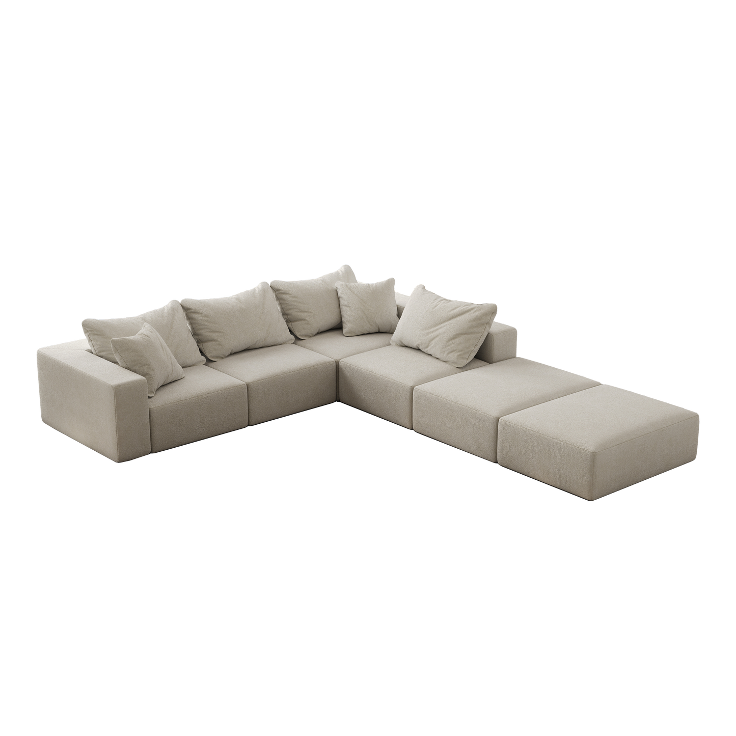 （缺货）Oversized sponge cloud sofa,Modern Upholstered Sectional Sofa Couch Set,Modular 162" L Shaped Sectional Living Room Sofa Set With 6 Pillows,Free Combination Sofa Couch for Living Room,Bedroom