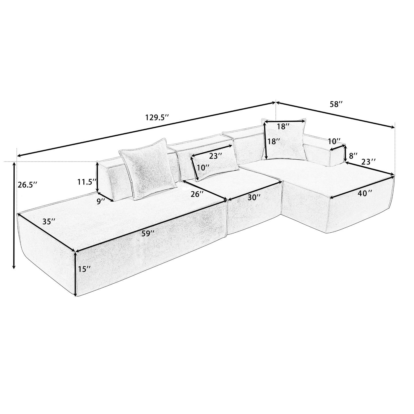 Modular combination living room sofa set, modern minimalist sofa, free installation sofa, L-shaped, Italian minimalist tofu block sofa, Beige