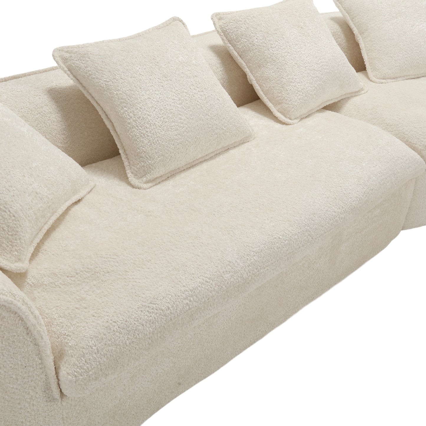 COOLMORE Boucle Sofa 3 Seater for Living Room Oversized Comfy Sofa unique double seat and corner construction for Apartment, Office Left Hand Facing (Beige)