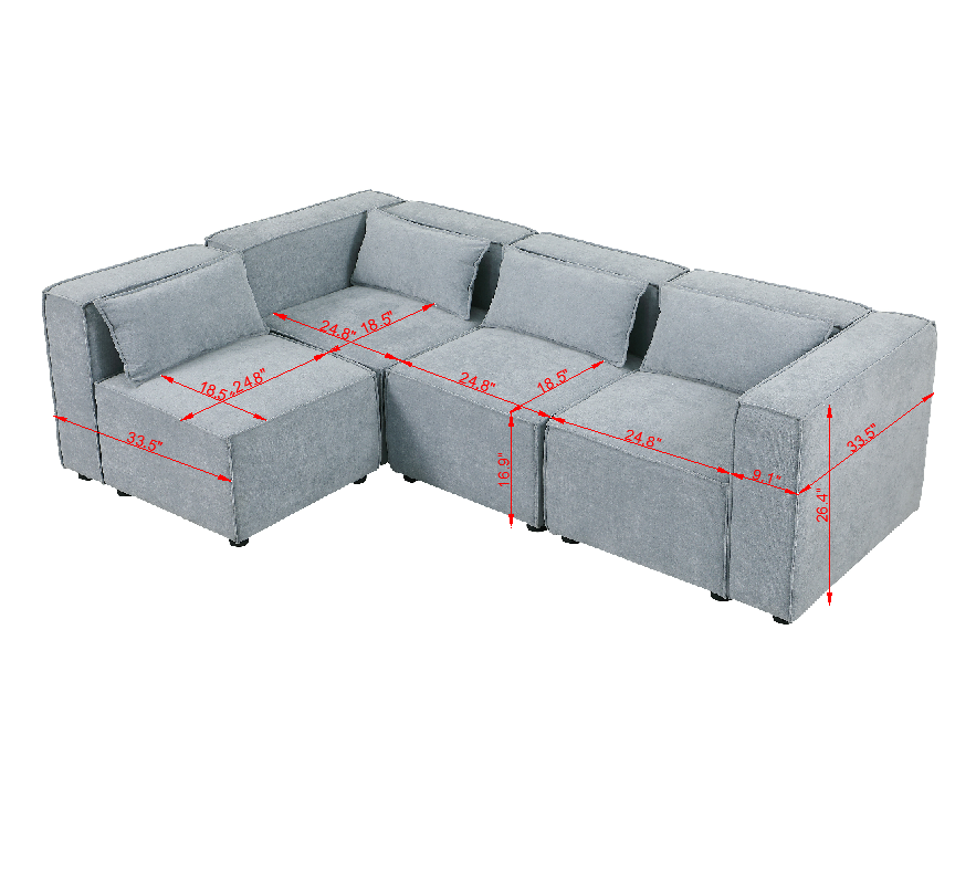 modular sofa Grayish blue chenille fabric, simple and grand, the seat and back is very soft. this is also a KNOCK DOWN sofa