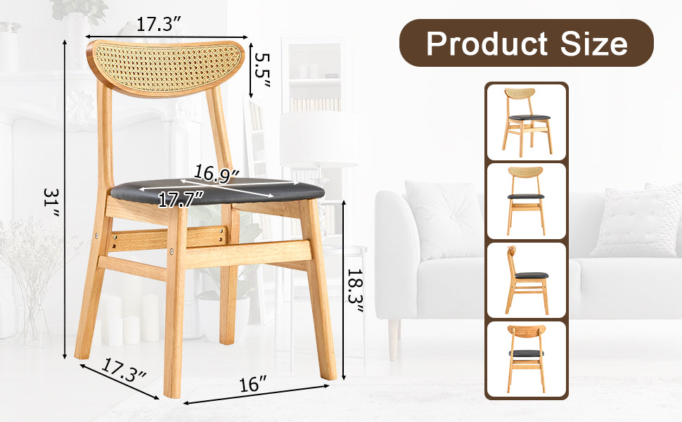 The stylish and durable solid wood dining chair, small curved back, PU cushion, and beautiful shape match perfectly with any room and everyday use