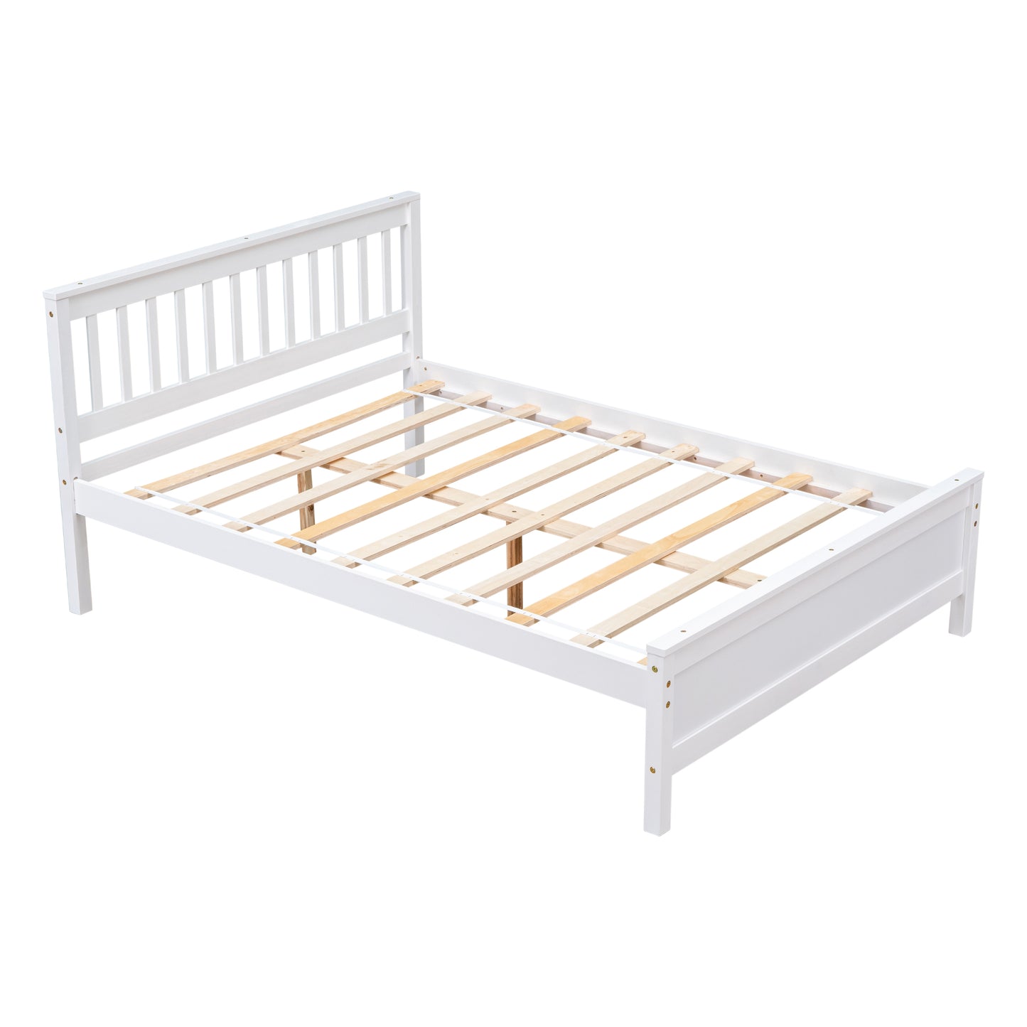 （缺货）Full Bed with Headboard and Footboard for Kids, Teens, Adults,with a Nightstand ,White