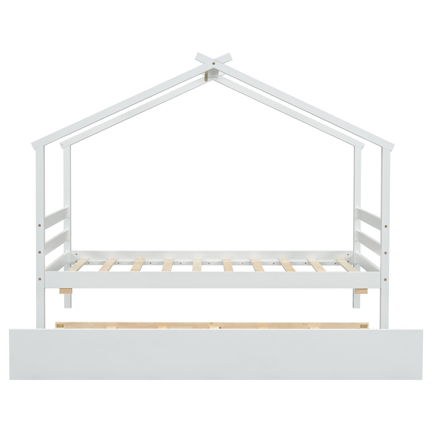 （缺货）Twin Size House-shaped Bed with Trundle,White