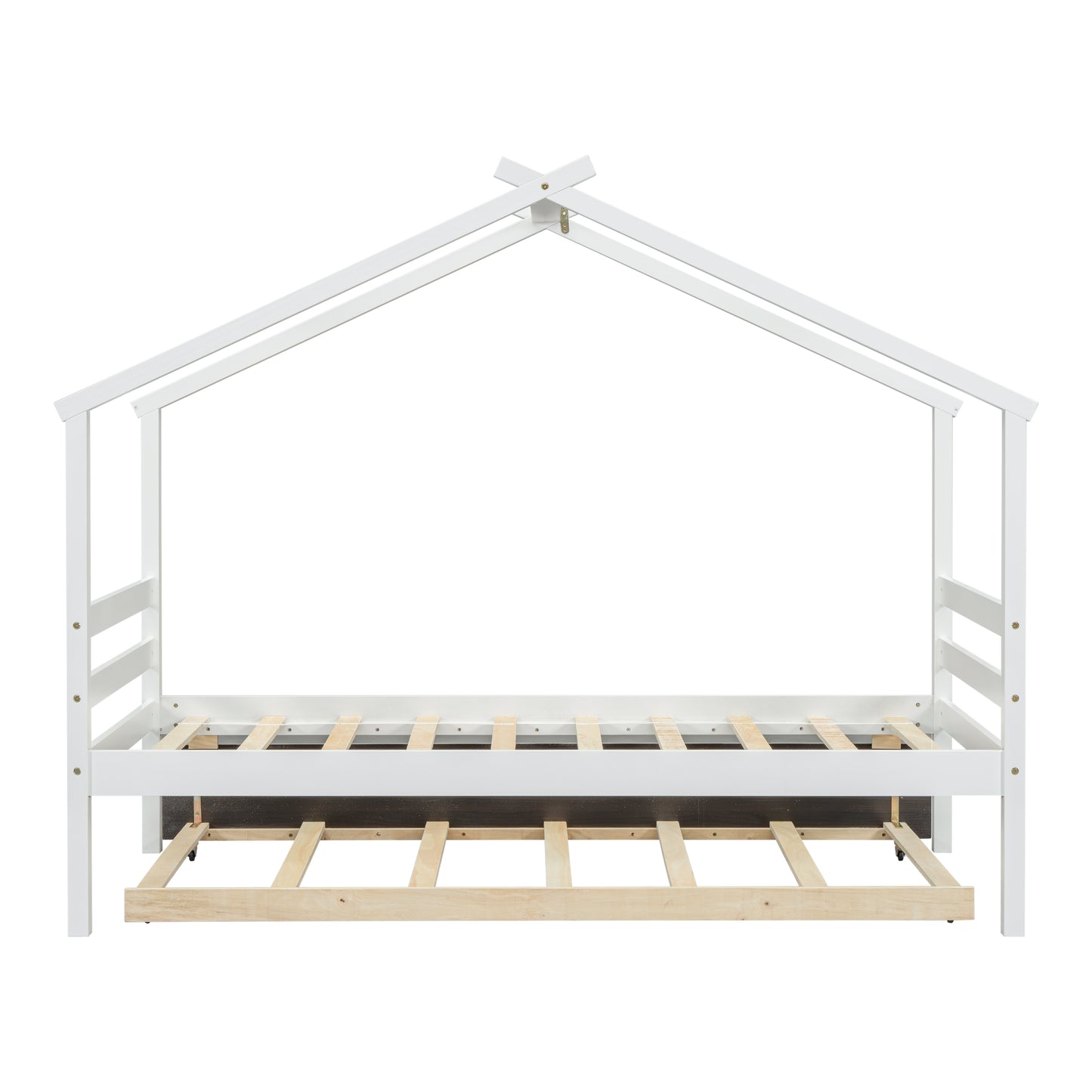 （缺货）Twin Size House-shaped Bed with Trundle,White