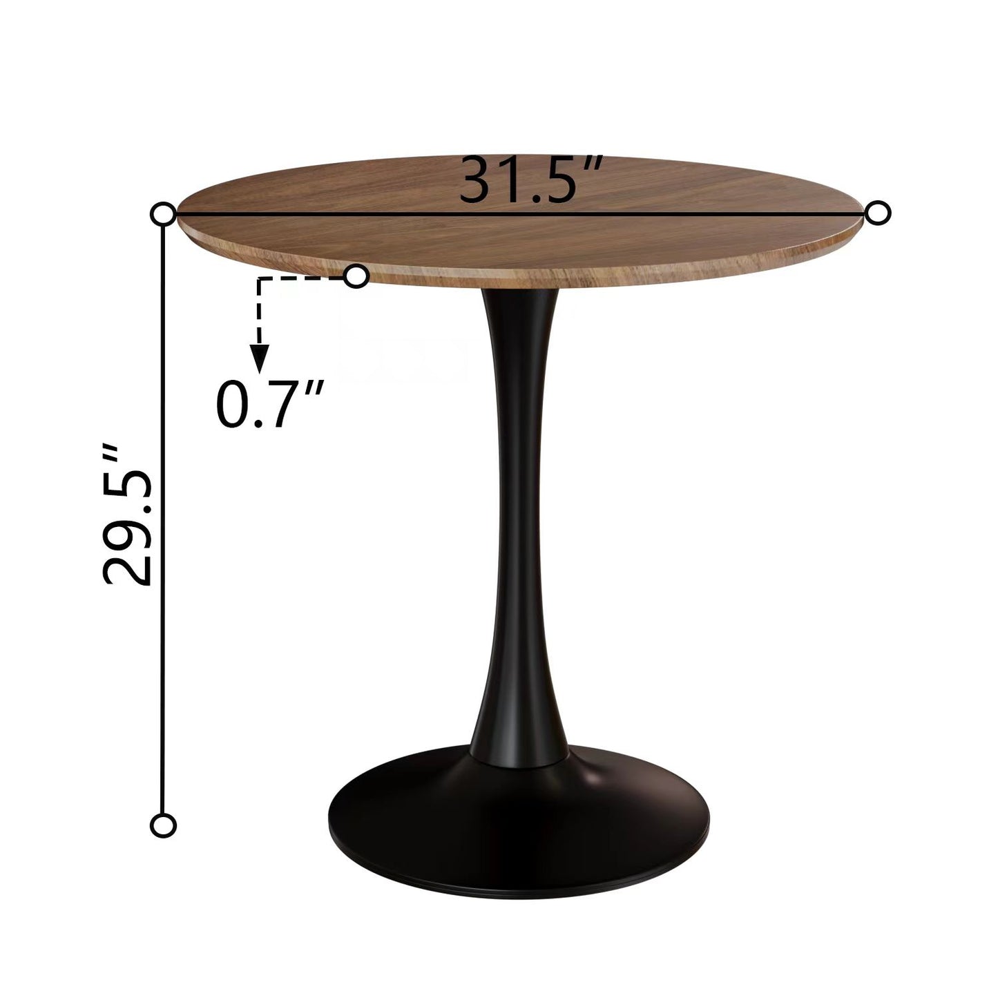 （缺货）Walnut color Round Dining Table, 31.5" Tulip Table Kitchen Dining Table 2-4 People with MDF Table Top & Pedestal Base, Mid-Century End Table Leisure Coffee Table Office Living Room Table