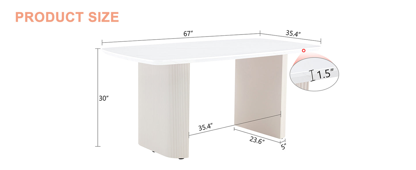 Cream style MDF white dining table.It is a furniture with a warm and soft appearance, suitable for creating a comfortable and friendly dining environment, suitable for kitchens, dining