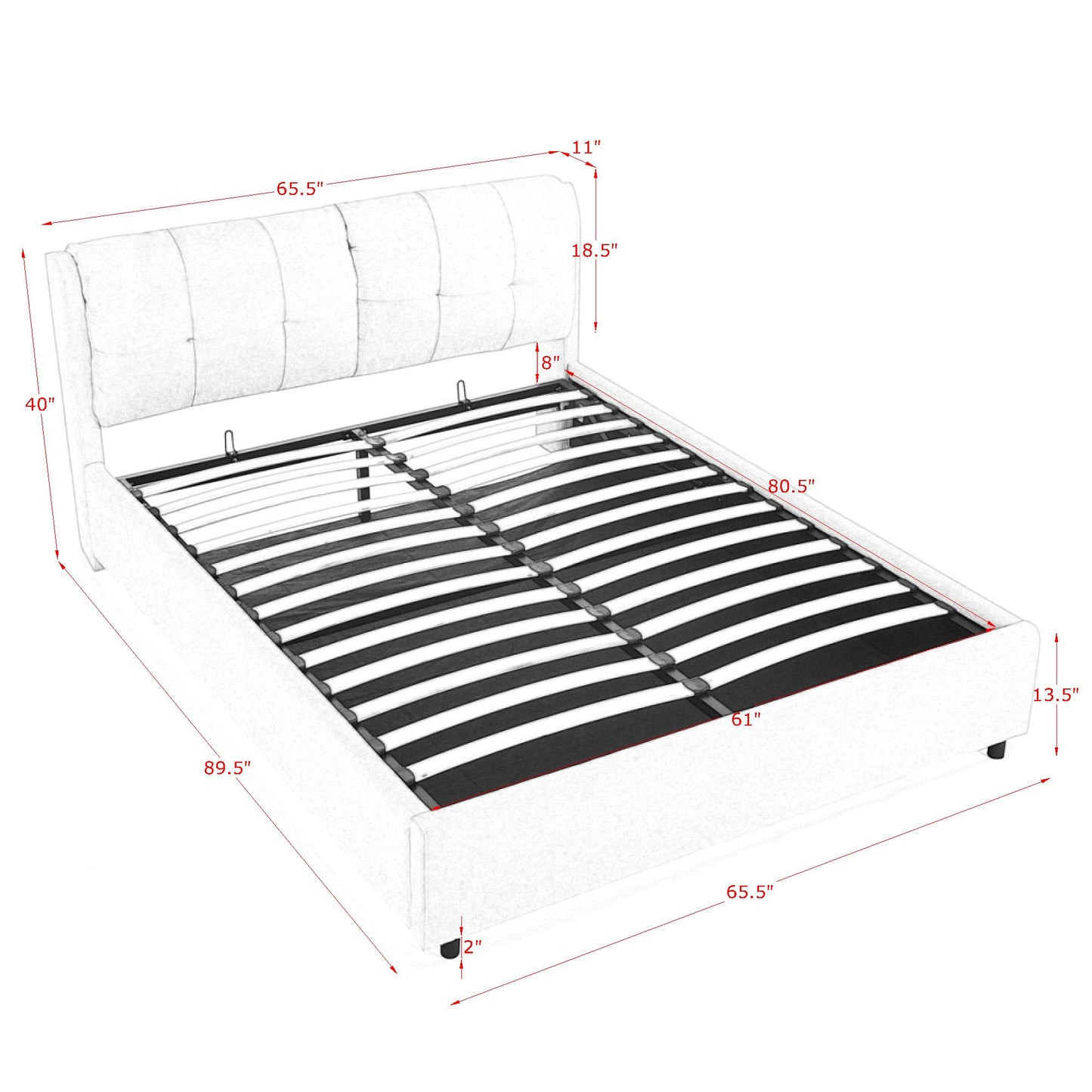 （缺货）Queen Size Storage Upholstered Hydraulic Platform Bed with Integrated Headboard, Chenille Fabric, Beige