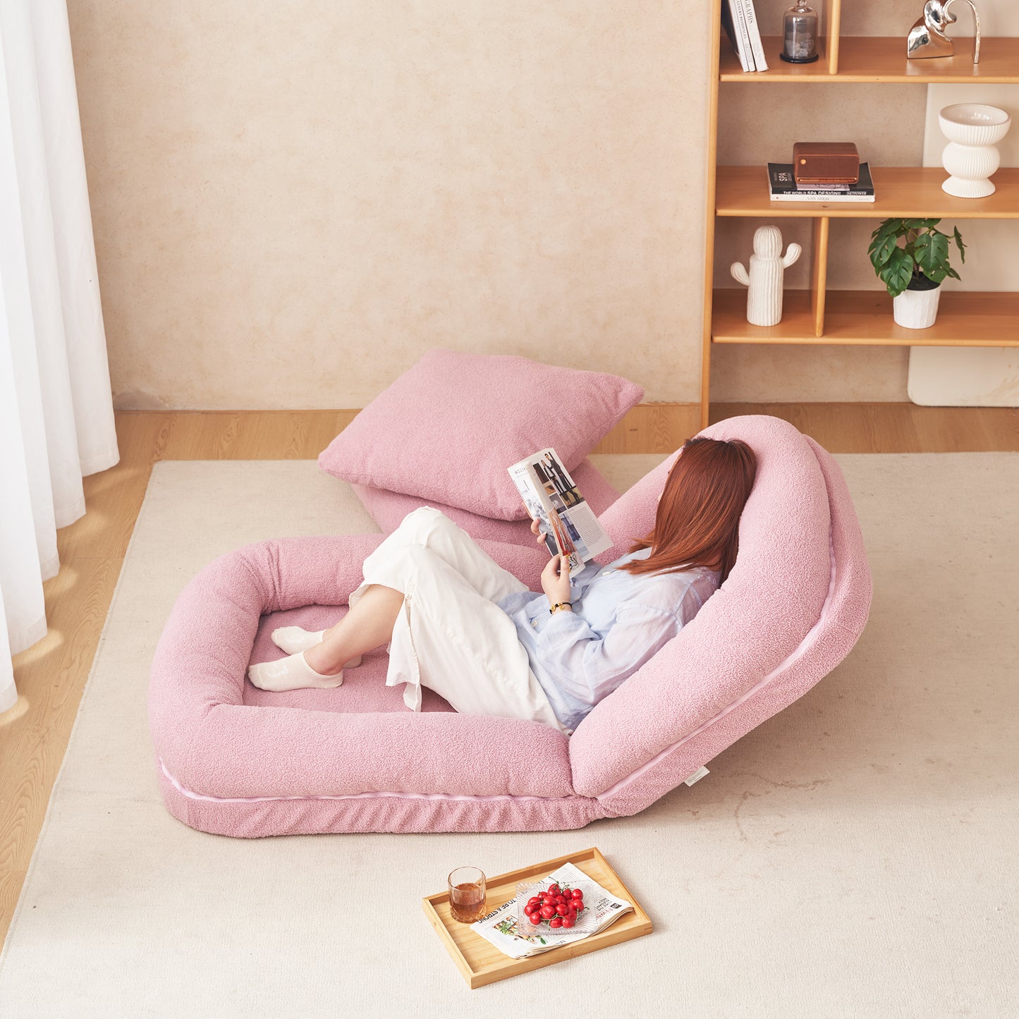 Triple Fold Down Sofa Bed,PINK